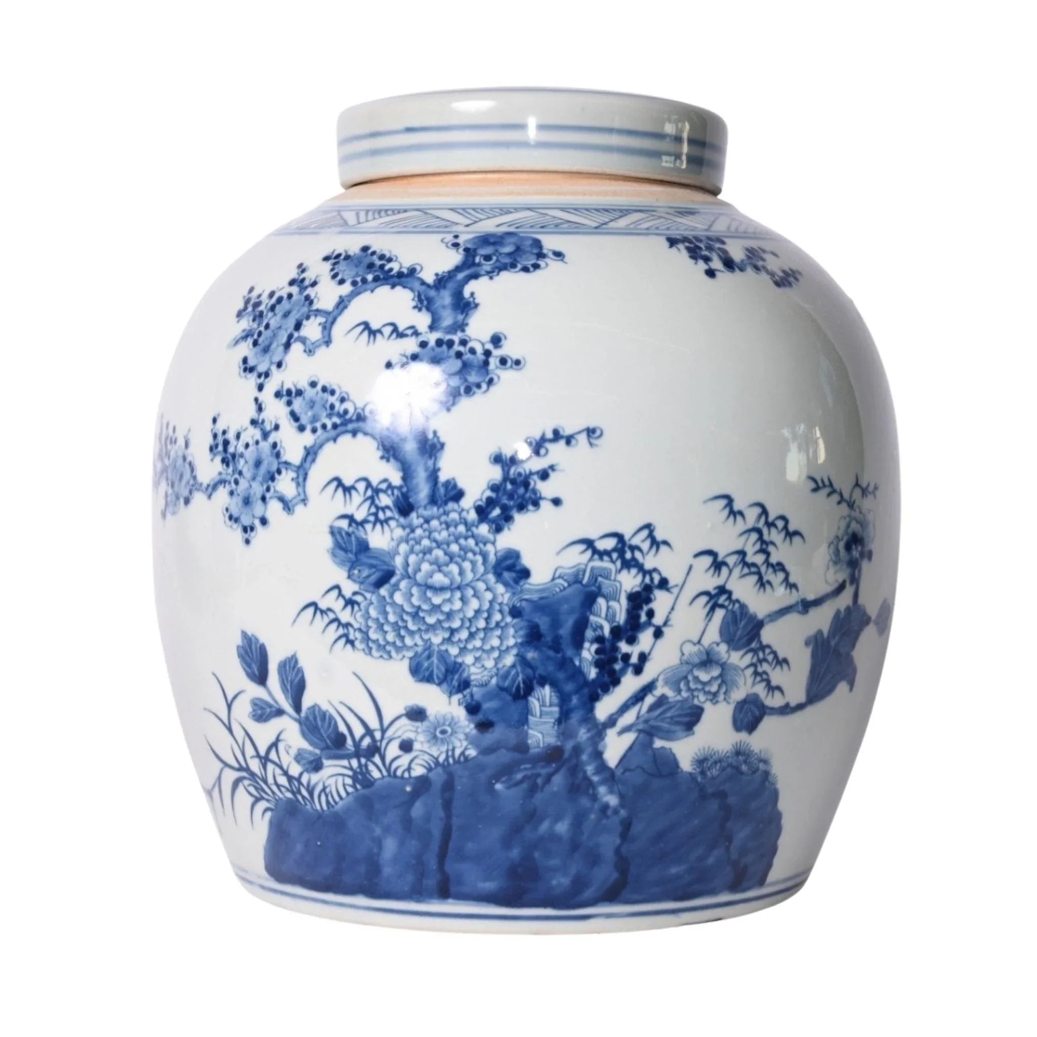 Blue and White Porcelain Four Seasons Melon Jar - Handcrafted Chinese Ceramic Vase for Home Decor, Wedding Centerpiece, and Gift Giving