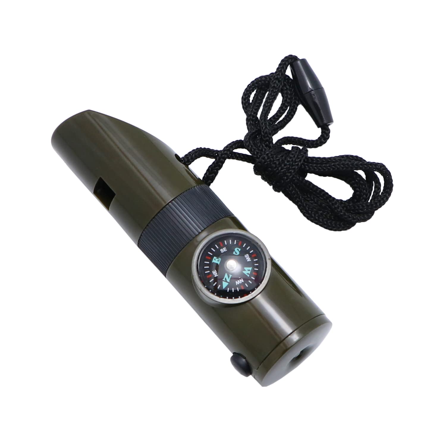 7-in-1 Survival Whistle Compass Thermometer LED Flashlight Mirror Magnifier Kit for Outdoor Adventures, Camping, Hiking & Emergency Preparedness