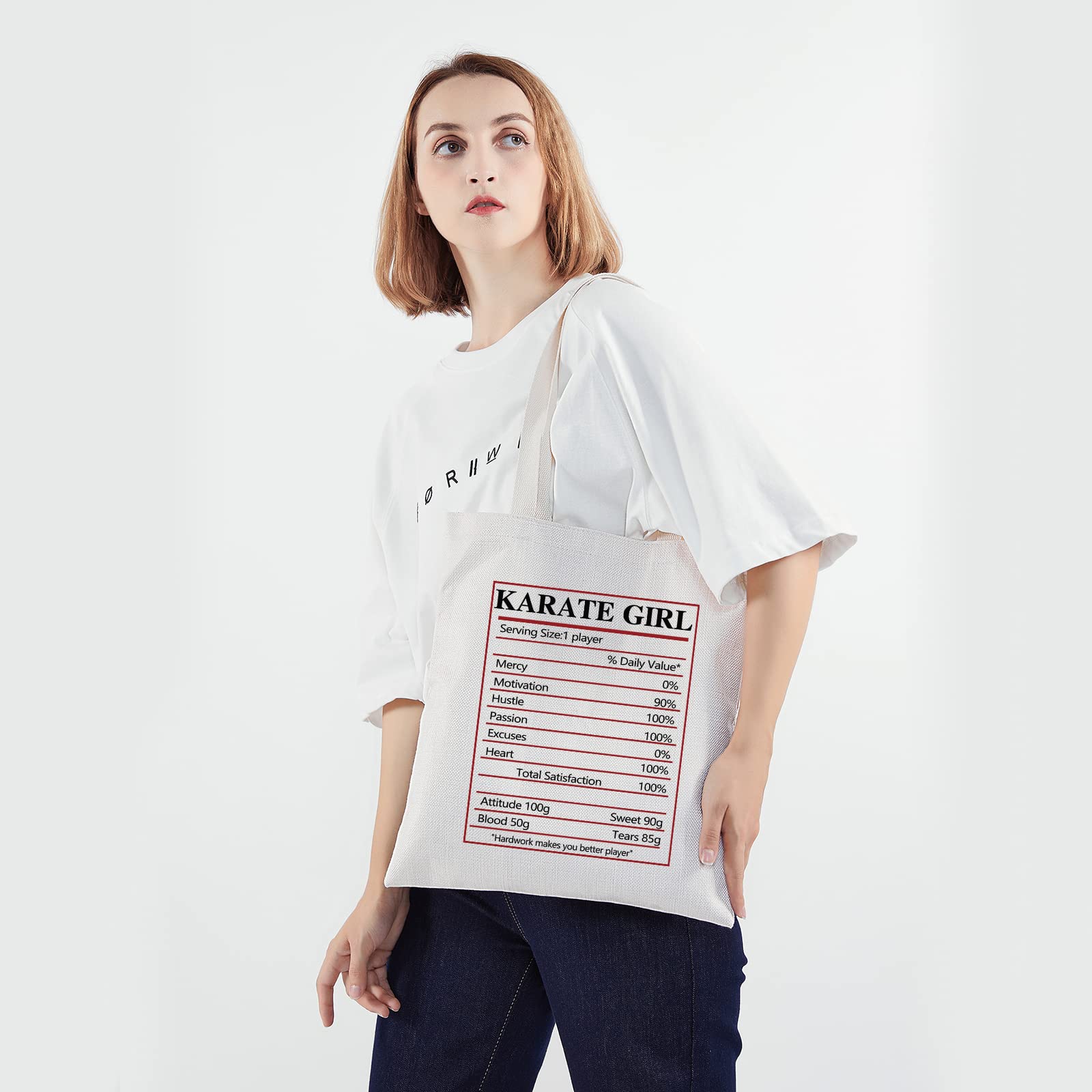 PWHAOO Karate Canvas Tote Bag - Durable Martial Arts Training Bag for Karate Players & Teams - Perfect Gift for Karate Lovers - Great for Dojo, Competitions & Daily Use