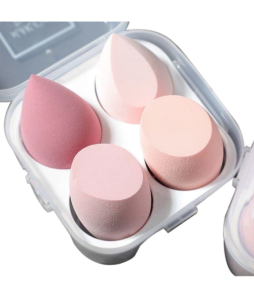 Miss Hot Ultra Soft Blender Makeup Sponge Set of 4 with Storage Box (Multicolor) - Perfect for Liquid & Powder Foundation, Concealer, and Cream Blending - Ideal for Professional Makeup Artists & Beauty Enthusiasts