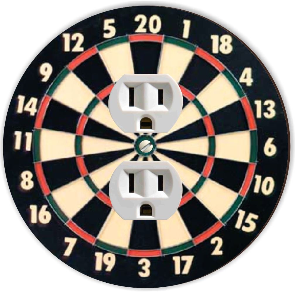 RND-OUTLET-86 Single Outlet Plate for Dart Ball Game - Durable Electrical Wall Cover for Sports Bars, Game Rooms & Man Caves