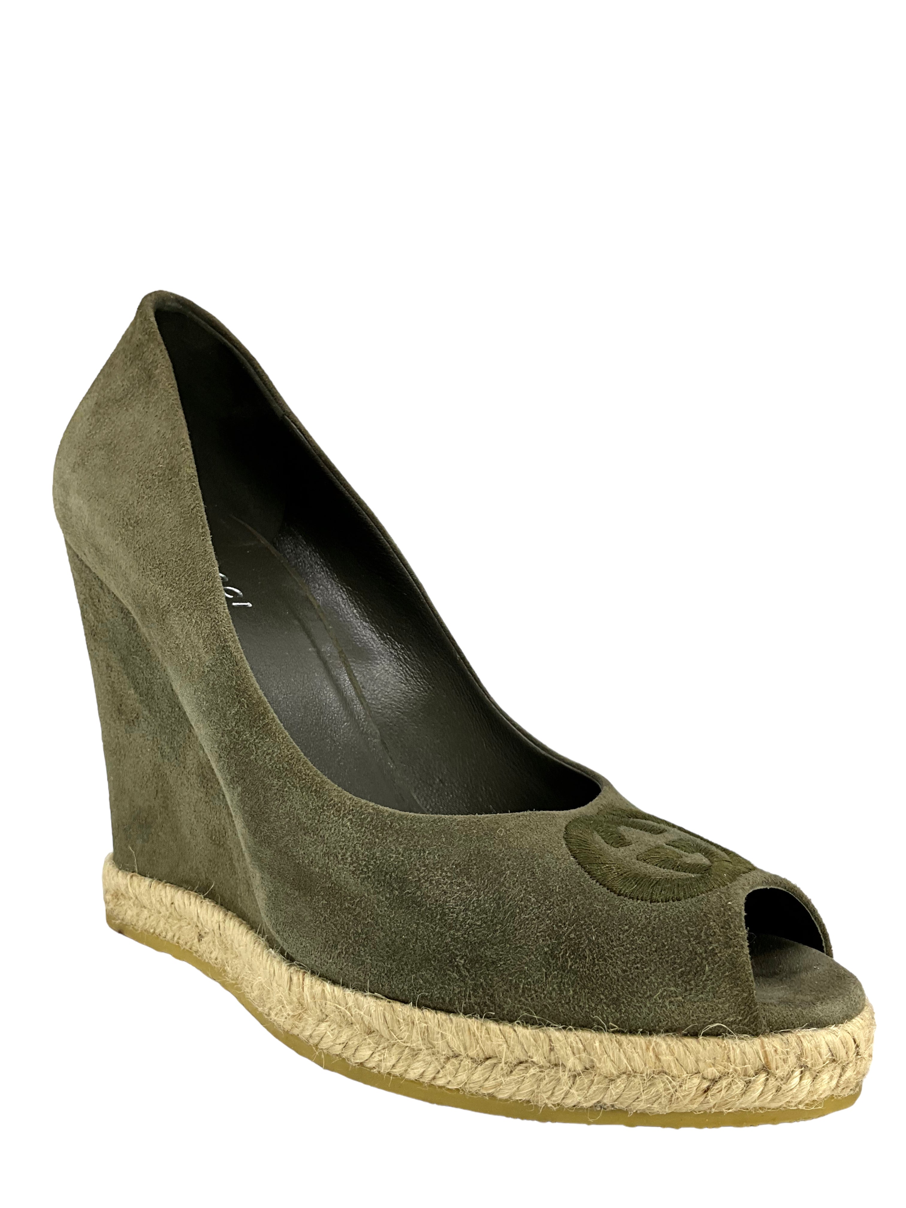 Gucci Suede Peep Toe Wedge Heels for Women - Size 6 US | Comfortable & Stylish Platform Sandals for Party, Wedding & Evening Events