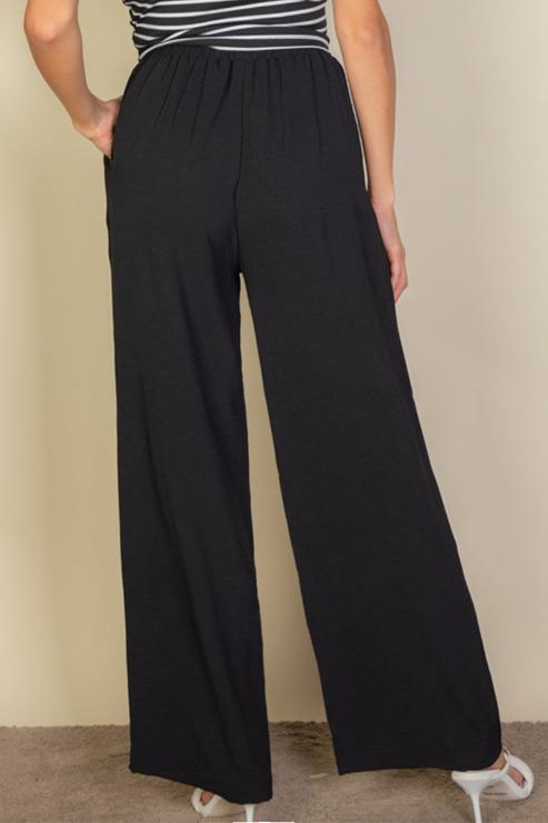 Women's Drawstring Waist Wide Leg Minimalist Pants - Comfortable Loose Fit Casual Trousers for Work, Travel & Everyday Wear