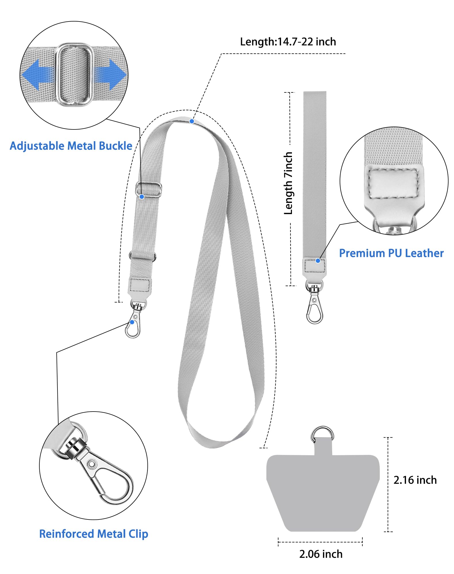 **SHANSHUI 2 Pack Universal Phone Lanyard - Durable Nylon Neck Strap with Soft Pads, Adjustable Crossbody Tether for iPhone, Samsung & All Smartphones (Black & Grey) - Perfect for Travel, Work & Outdoor Activities**