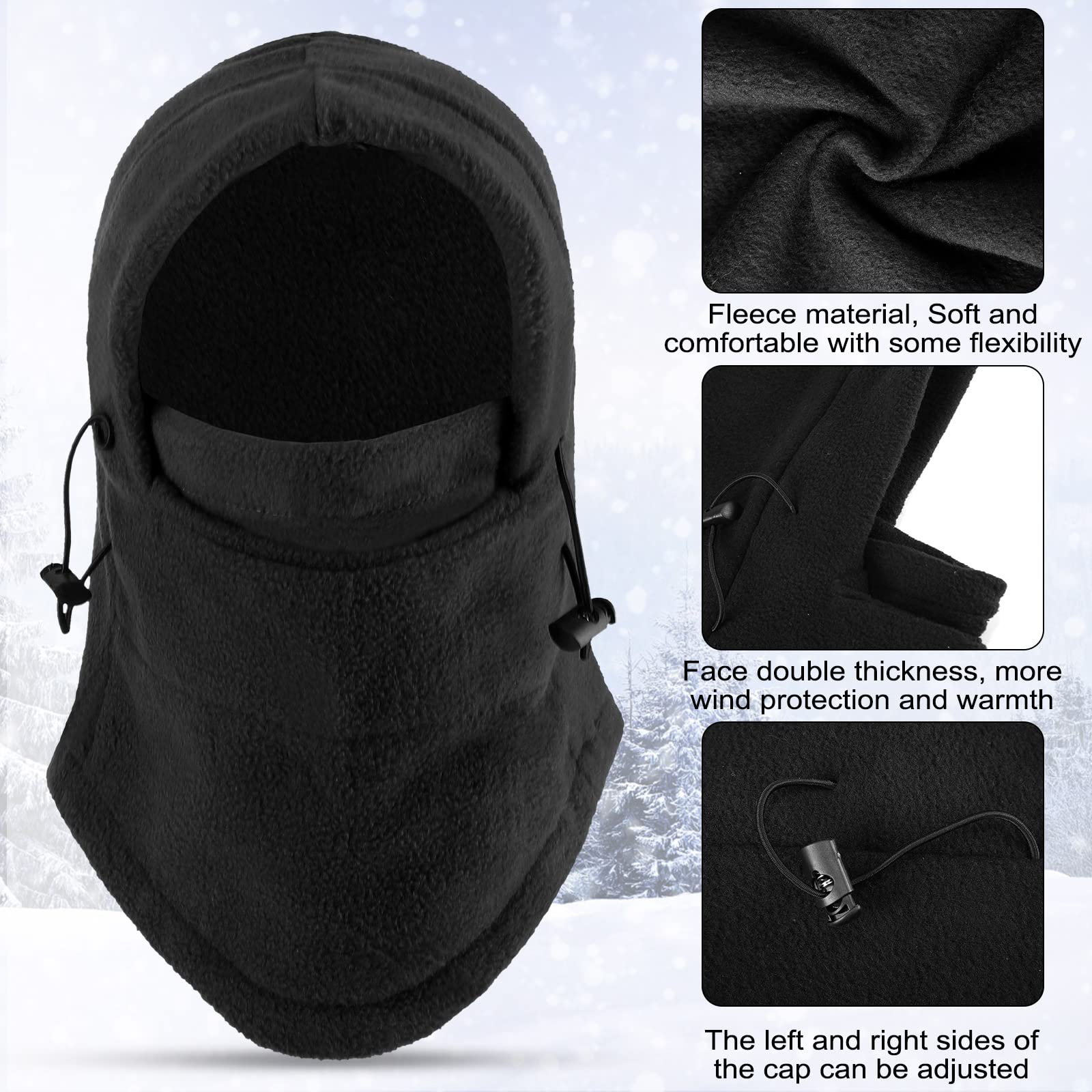 Frienda 4 Pack Balaclava Ski Mask - Windproof Fleece Face Cover for Men & Women - Adjustable Winter Face Mask for Skiing, Snowboarding & Outdoor Activities