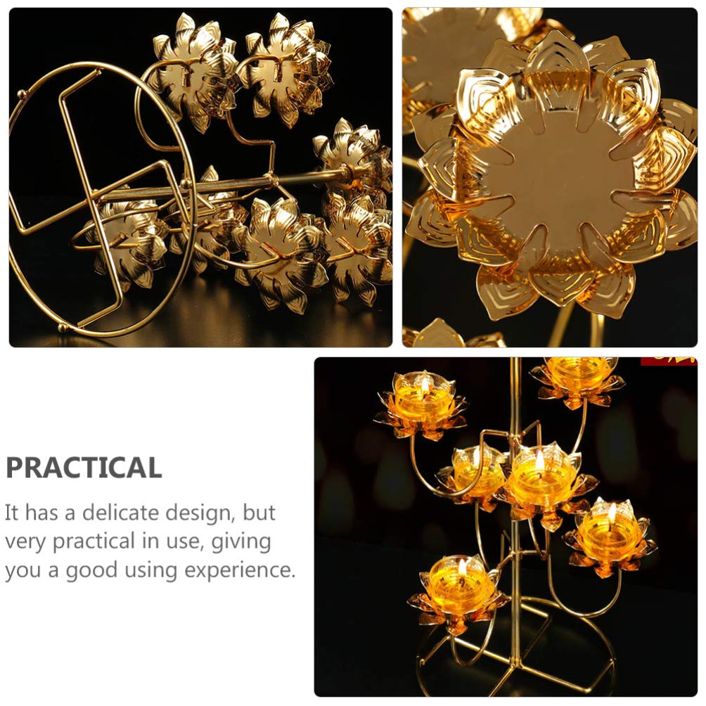 COHEALI Ghee Lamp Lotus Candle Holder - Small Golden Lotus Shaped Buddhist Butter Lamp Stand for Temple Altar & Home Decor | Perfect for Meditation, Yoga, Spiritual Ceremonies and Relaxation