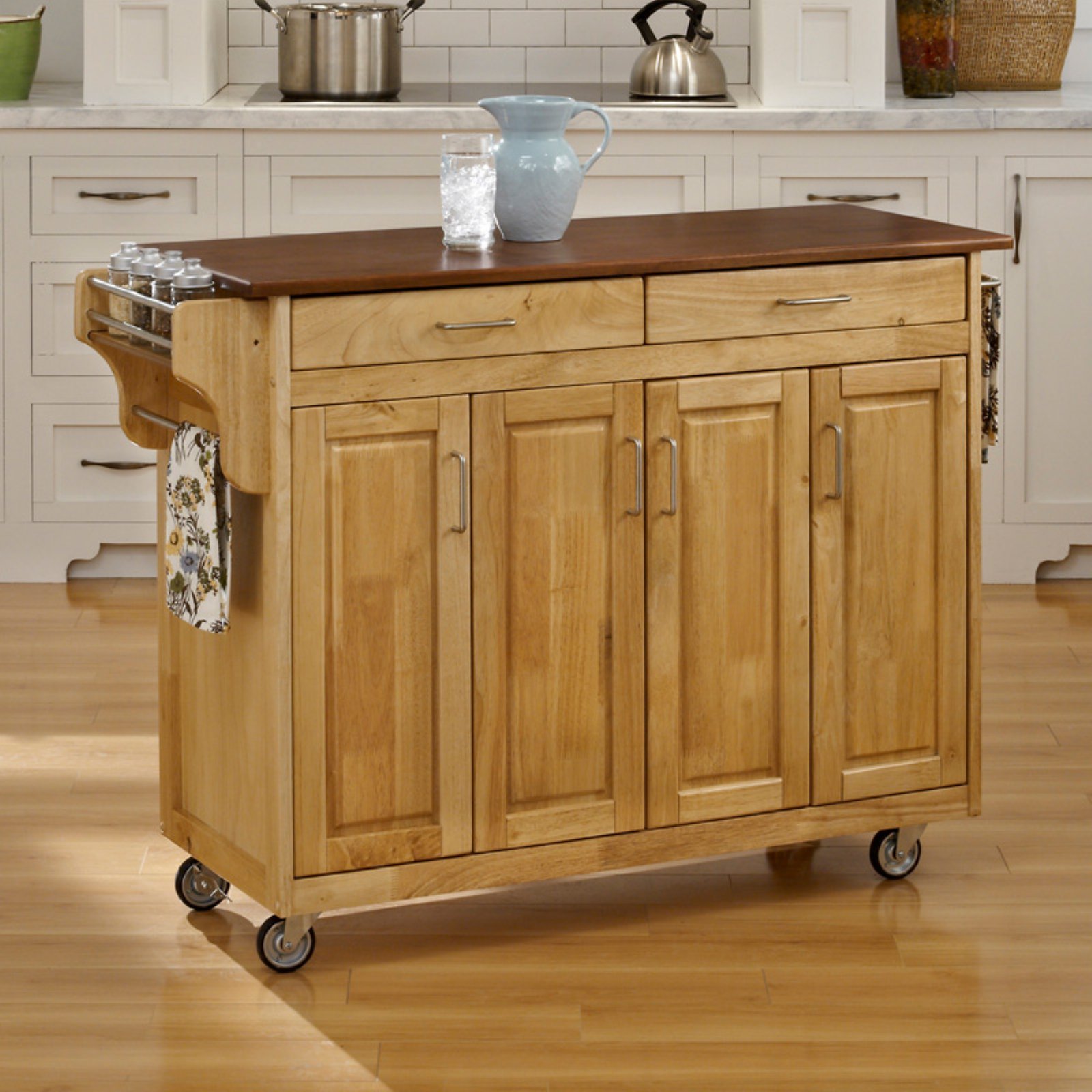 Homestyles Black Kitchen Cart with Wheels - Portable Rolling Island for Small Spaces, Countertop Storage & Dining Prep - Perfect for Apartments, Dorms & Compact Kitchens