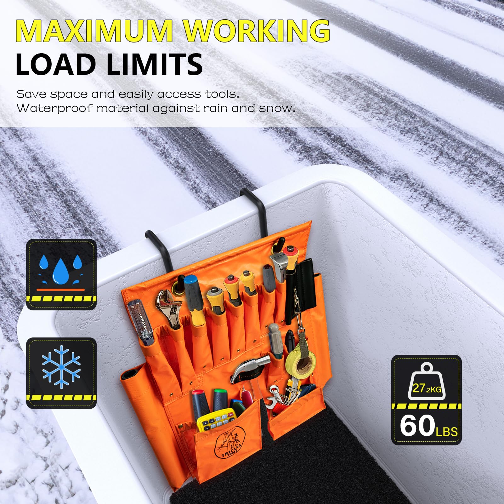Lineman Tool Board - Heavy Duty Aerial Apron with Magnet & Plastic Bucket Truck Organizer - 16+ Pockets & Bucket Hooks - Vinyl Material - Perfect for Utility Workers, Electricians & Line Technicians (Ideal for Climbing, Repairs & Equipment Organization)