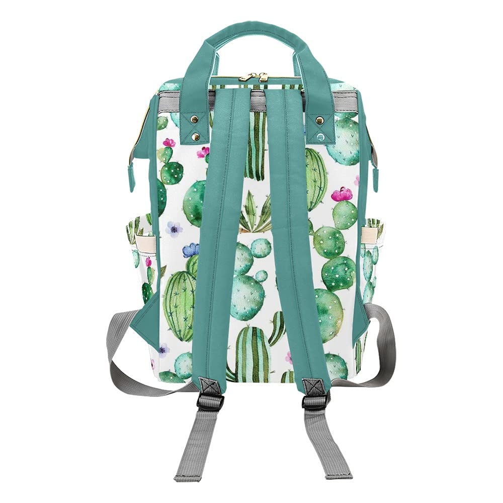 Personalized Cactus Diaper Backpack for Mom - Tropical Plant Print Baby Bag, Nursing & Travel Tote, 10.83x6.69x15 Inch - Perfect for Daycare, Hospital Visits & Family Outings