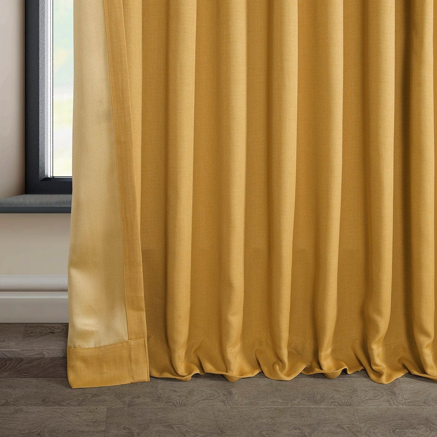 Dandelion Gold Extra Wide Textured Faux Linen Blackout Curtains for Bedroom & Living Room - Noise Reducing & Light Blocking Window Treatments for Home Decor