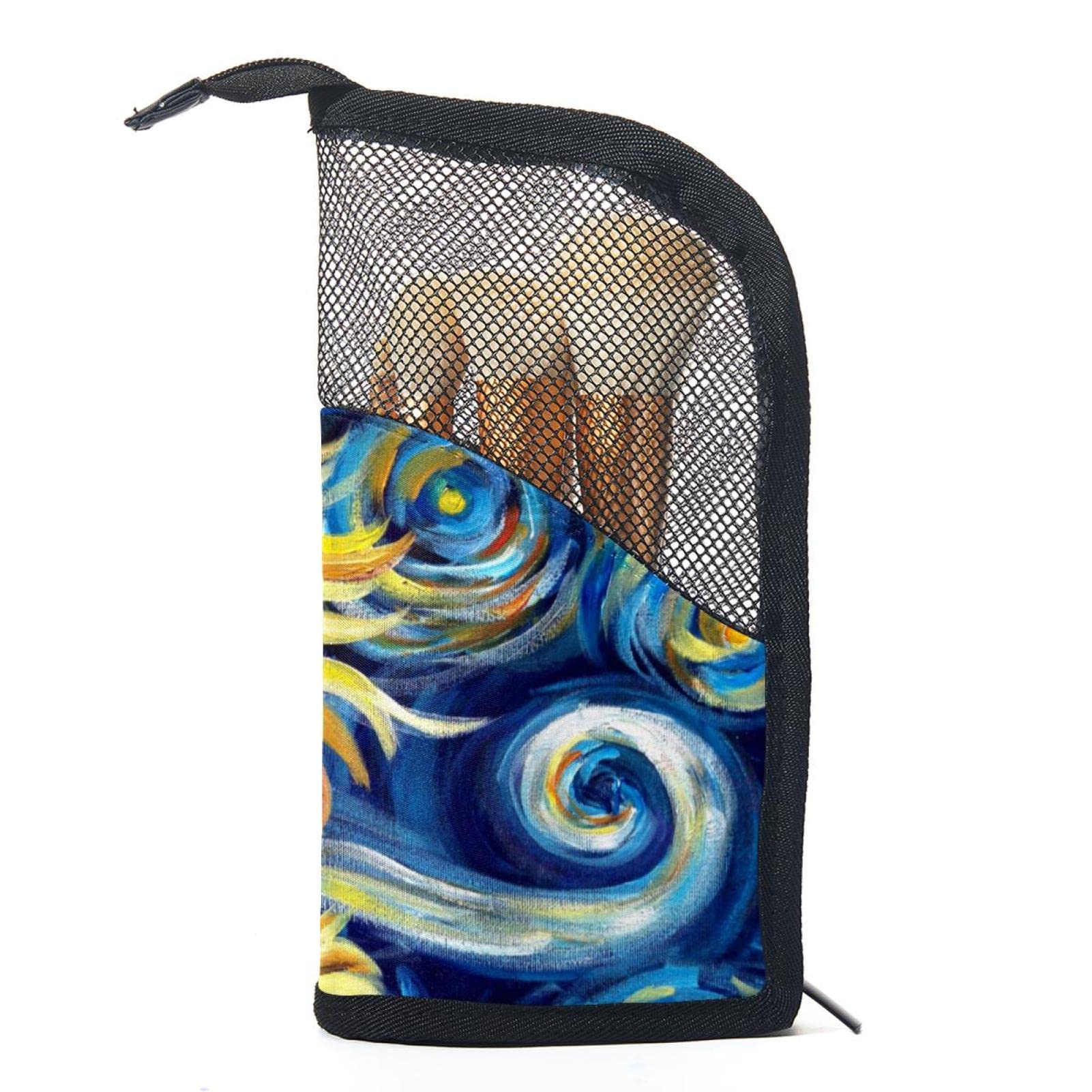12-Piece Makeup Brush Organizer Bag with Oil Painting Sunflowers Design - Portable Cosmetic Brush Holder Case for Travel, Home & Professional Makeup Artists