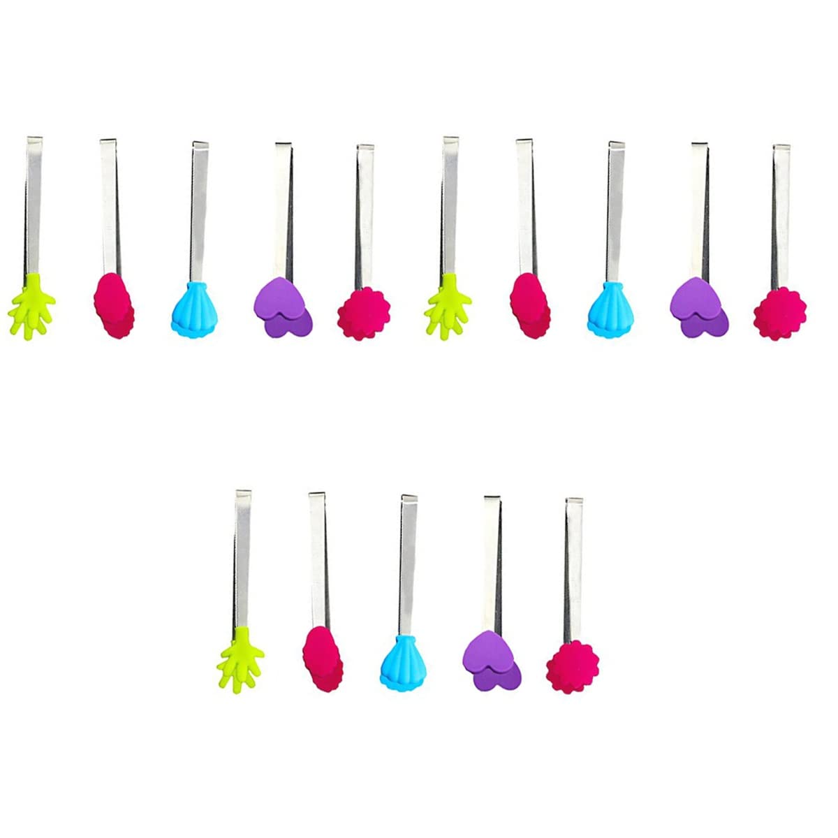 **Hemoton 15-Piece Silicone-Tipped Stainless Steel Kitchen Tongs Set - Food, Baking, Sugar, Ice Tongs for Cooking, Grilling & Serving - Perfect Kitchen Gadgets & Clips**