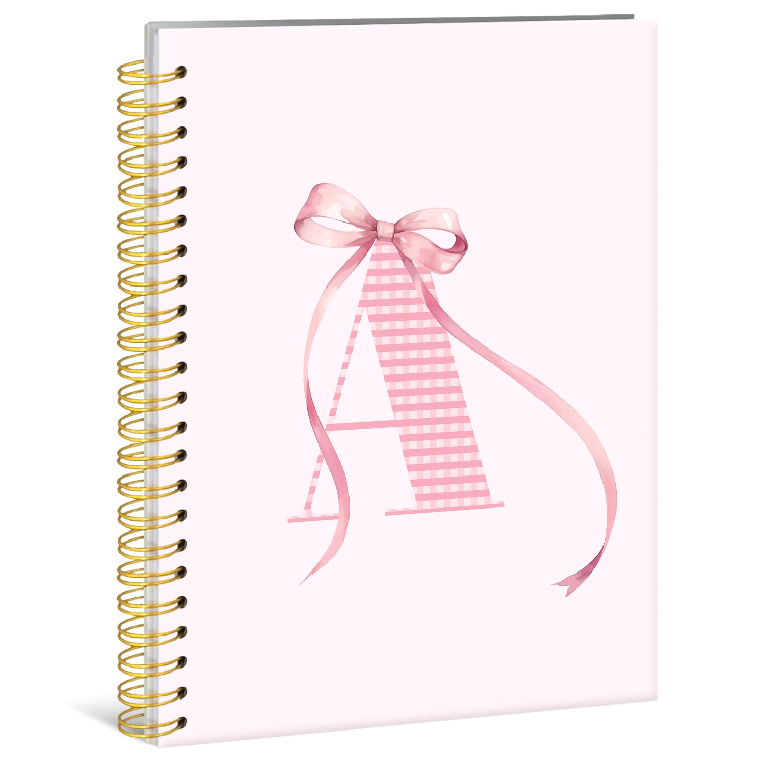 Personalized Pink Initial Letter A Notebook Journal with Coquette Bow - Custom Monogram Spiral Notebook for Women, School & Office Supplies (5.5x8.3 inches) - Perfect Birthday Gift, Study Planner & Work Organizer