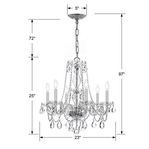 Spectra Crystal 6-Light Chandelier - Polished Chrome Finish, Traditional Elegant Lighting for Dining Room, Living Room, or Entryway