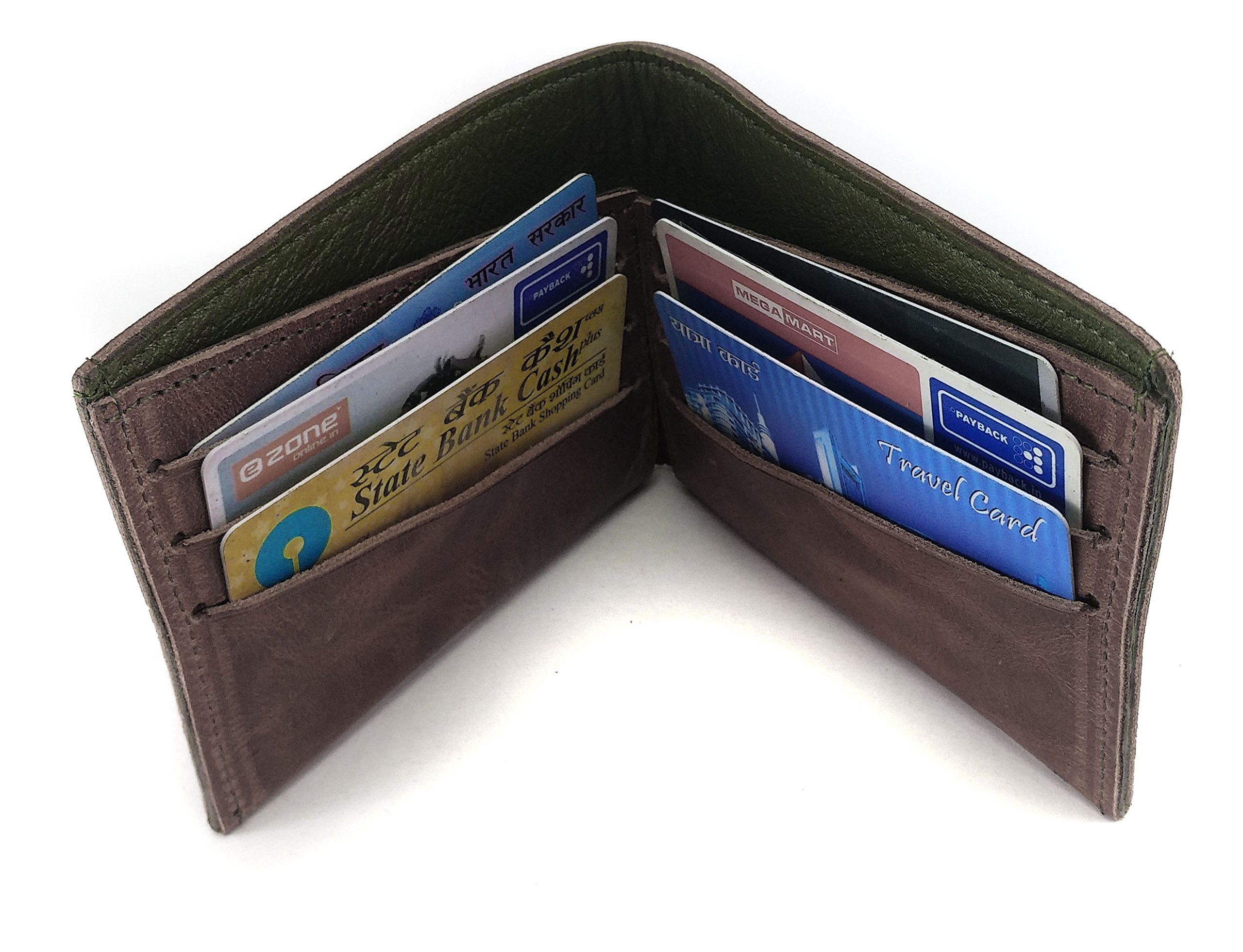 Genuine Leather Minimalist Two-Tone Wallet for Men - Slim RFID Blocking Bifold Wallet (Brown) - Perfect for Everyday Use, Travel & Business