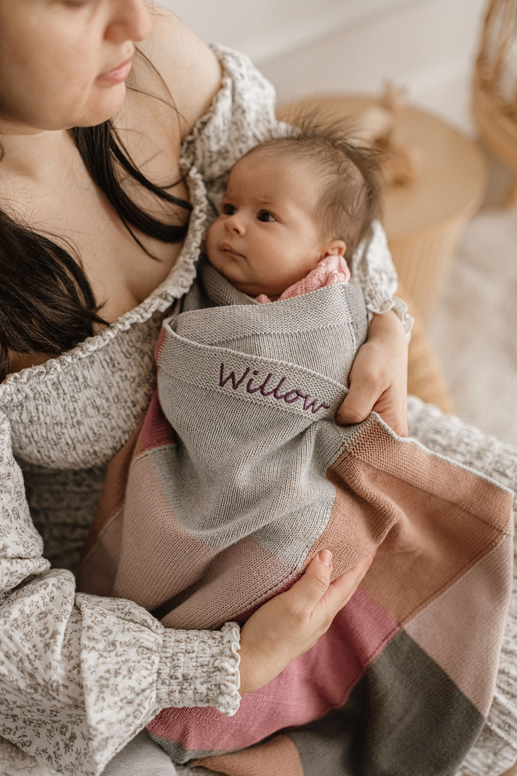 Personalized Baby Blanket - Soft Patchwork Lilac Blanket for Newborns, Infants & Toddlers - Perfect for Nursery, Gift Giving & Photo Shoots