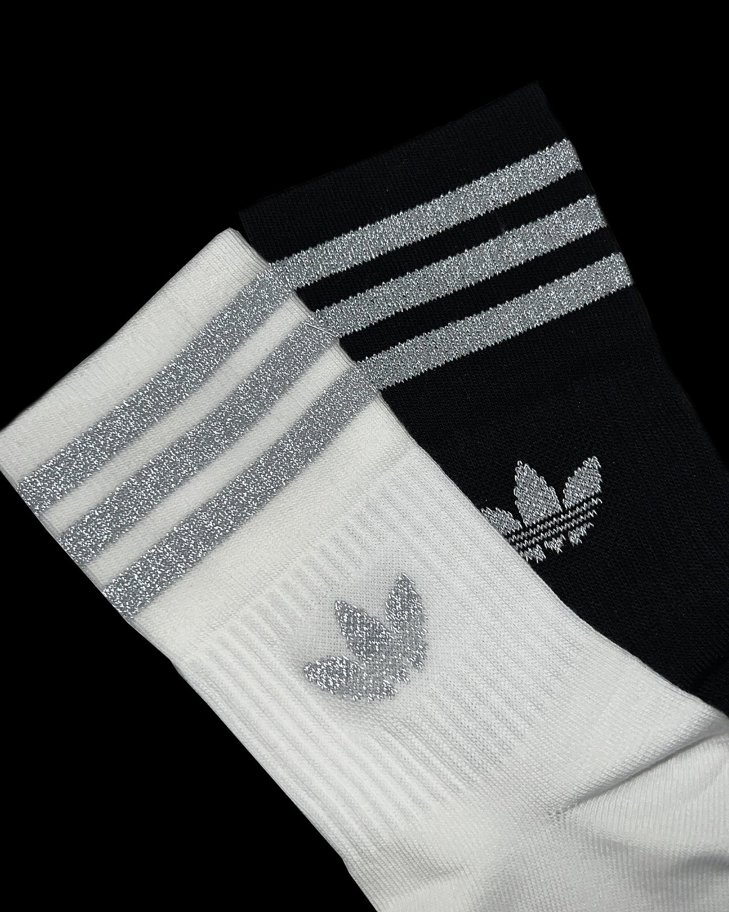 Adidas Crew Socks 2-Pack - Black/Reflective Athletic Socks for Men & Women - Comfortable Sports Socks for Running, Gym & Everyday Wear
