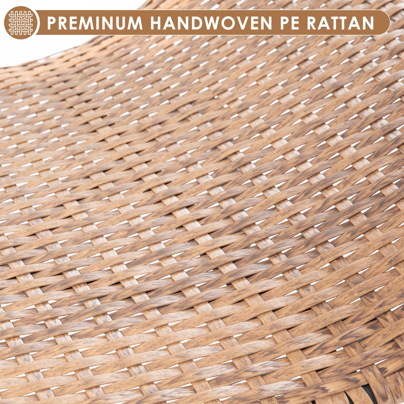 2-Piece PE Rattan U-Shaped Ottomans with 3.9