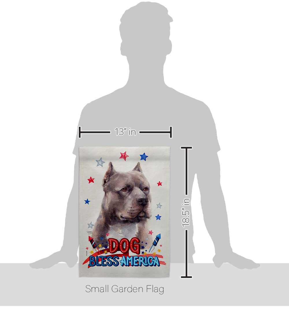 Blue Pitbull Garden Flag Set with Stand - Patriotic Dog Decor for Yard & Home