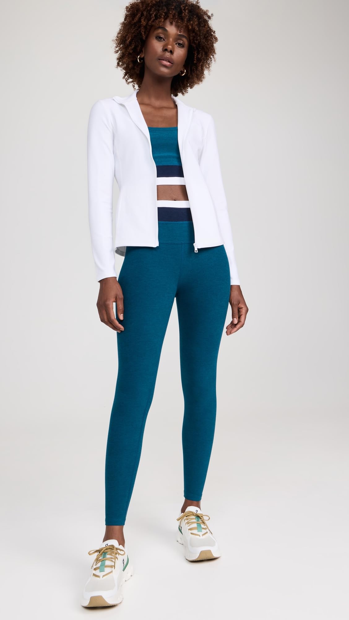 Beyond Yoga Women's Spacedye On The Go Mock Neck Jacket - Lightweight Stretchy Travel Jacket for Yoga, Running & Casual Wear