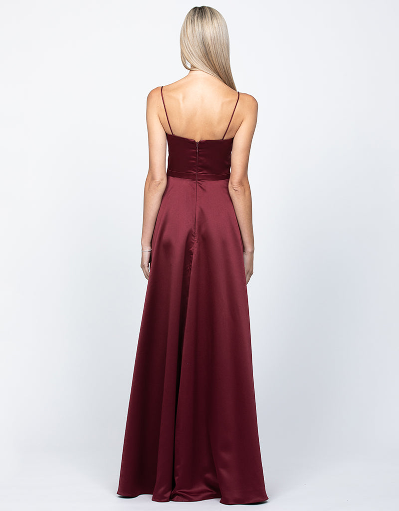 Elegant Diamond Cowl Neck Wrap Gown - Women's Formal Evening Dress for Parties, Weddings & Special Occasions