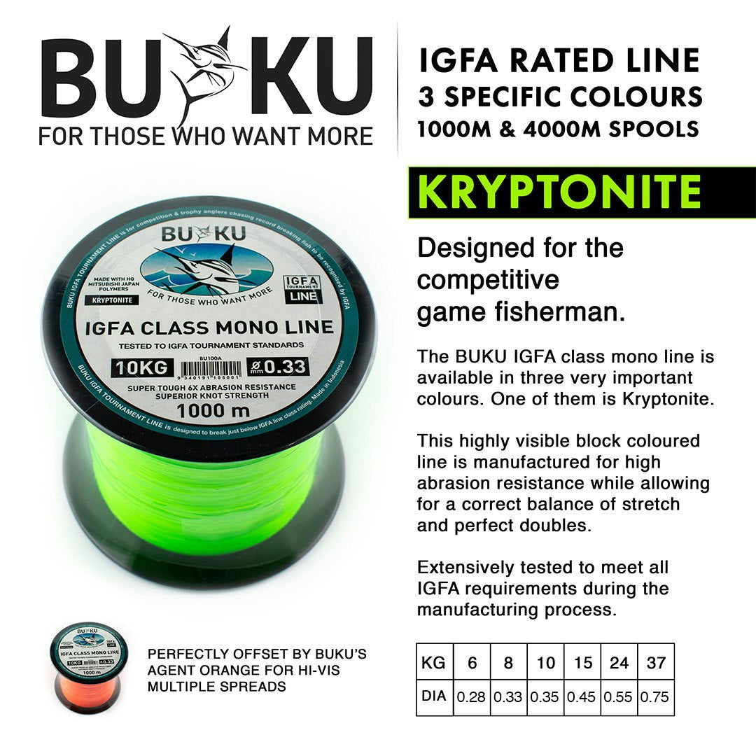IGFA Class Monofilament Fishing Line - Kryptonite Strength for Saltwater & Freshwater Angling - Perfect for Bass, Trout, and Deep Sea Fishing