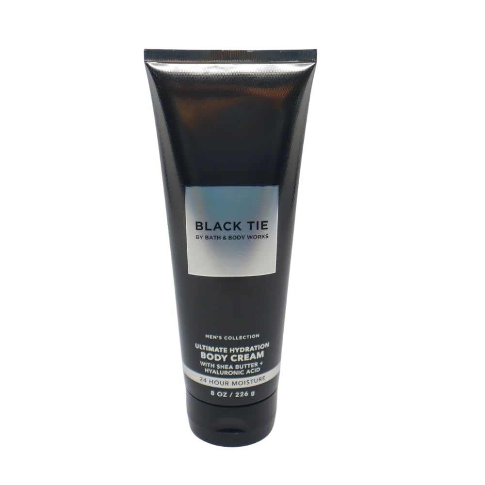 Bath & Body Works Men's Black Tie & Freshwater Hydrating Body Cream Gift Set - 2 x 8 oz Moisturizing Lotions with Blue Bow | Perfect for Holidays, Birthdays & Self-Care Routines