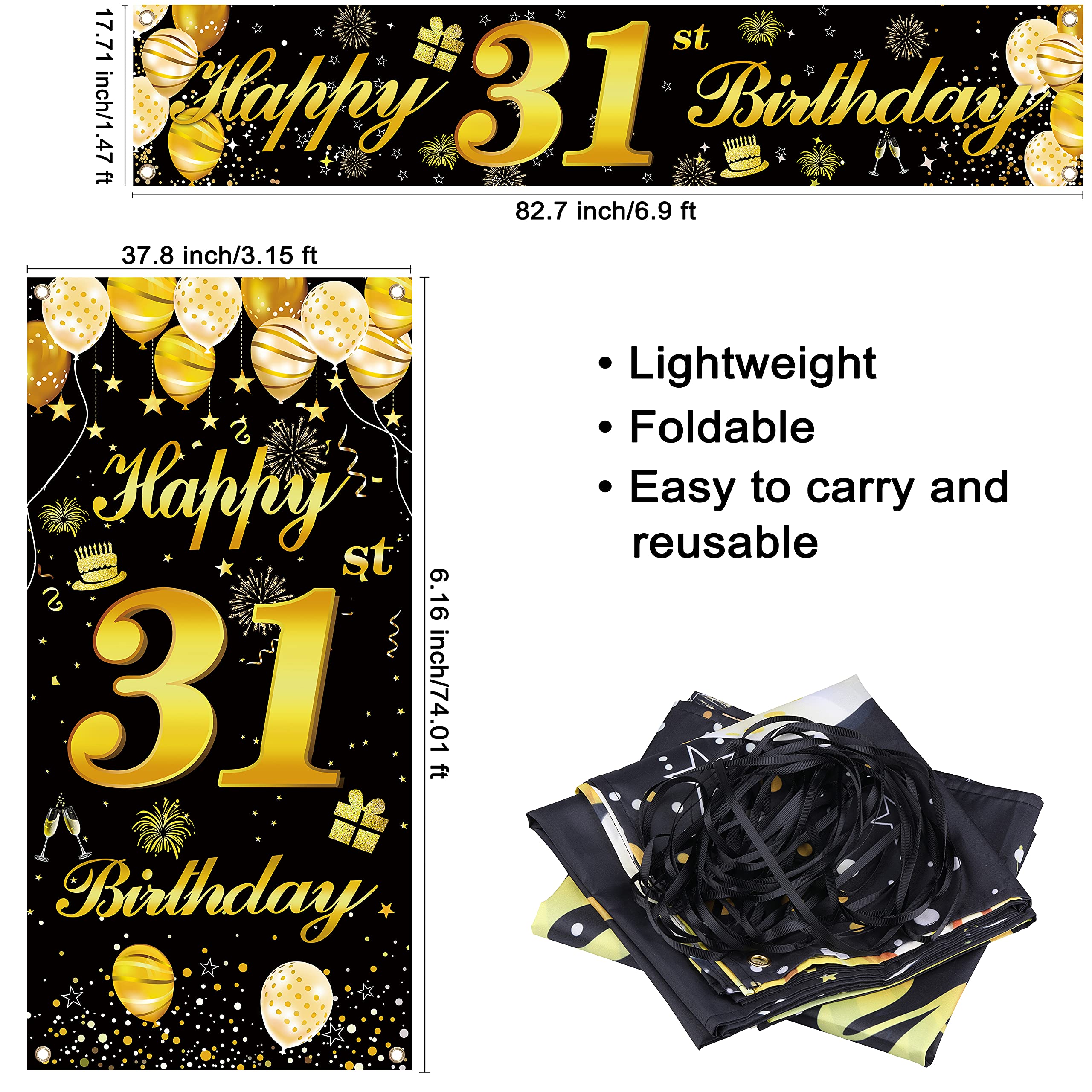 31st Happy Birthday Banner for Men - Party Decorations, Backdrop & Door Sign - Perfect for Birthday Parties, Home Decor & Celebrations