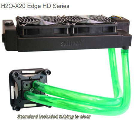 Swiftech H20 220 HD Edge Liquid Cooling Kit - Dual 120mm Radiator & Black Apogee HD CPU Water Cooler - High Performance PC Cooling Solution for Gaming Rigs and Workstations