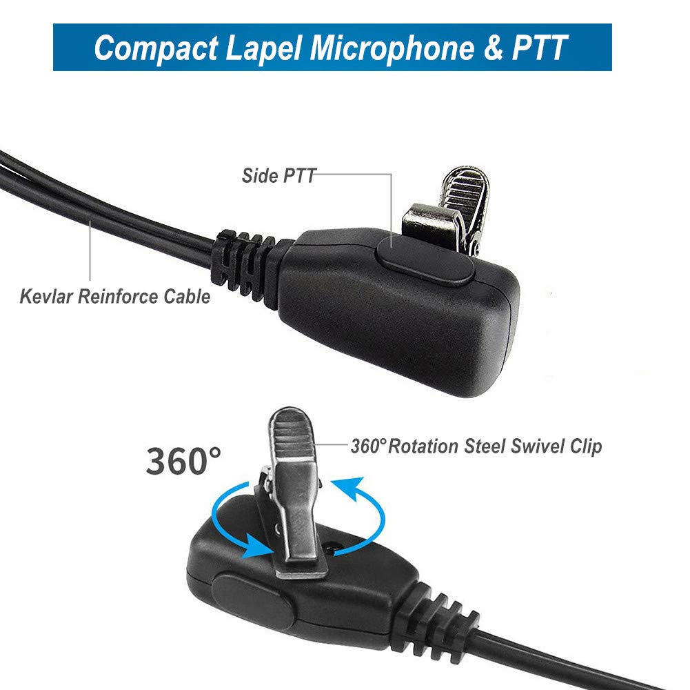 abcGoodefg 2-Pack Two Way Radio Earpiece Headset with PTT Mic - 2 Pin Covert Acoustic Tube Walkie Headset Compatible with Kenwood, Puxing, Wouxun, Baofeng Walkie Talkie, UV5R, 888S, Retevis - Ideal for Security, Construction, and Outdoor Adventures