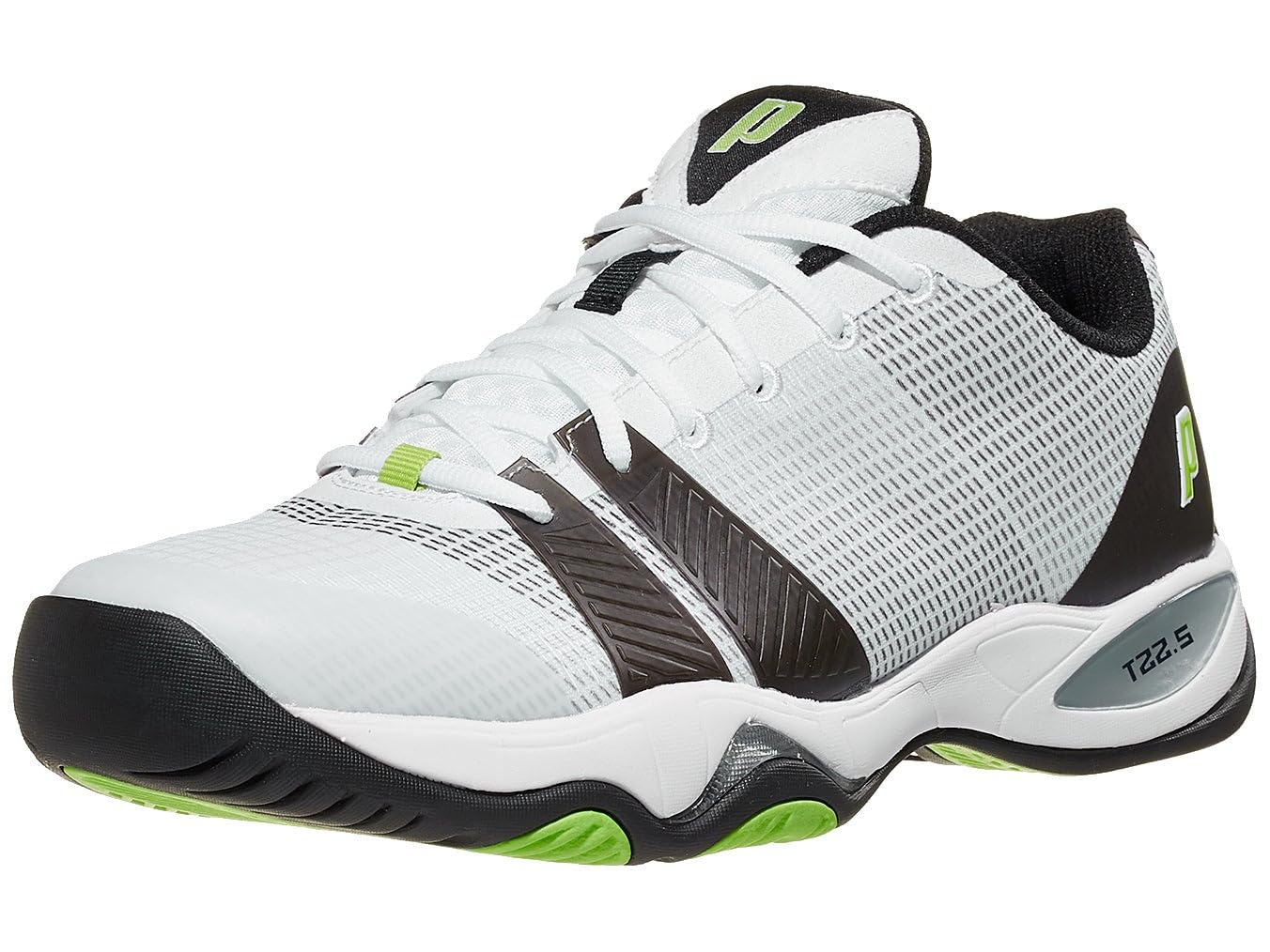 Prince T22.5 White/Green/Black Men's Tennis Shoes - Lightweight Comfort for Running, Gym & Casual Wear