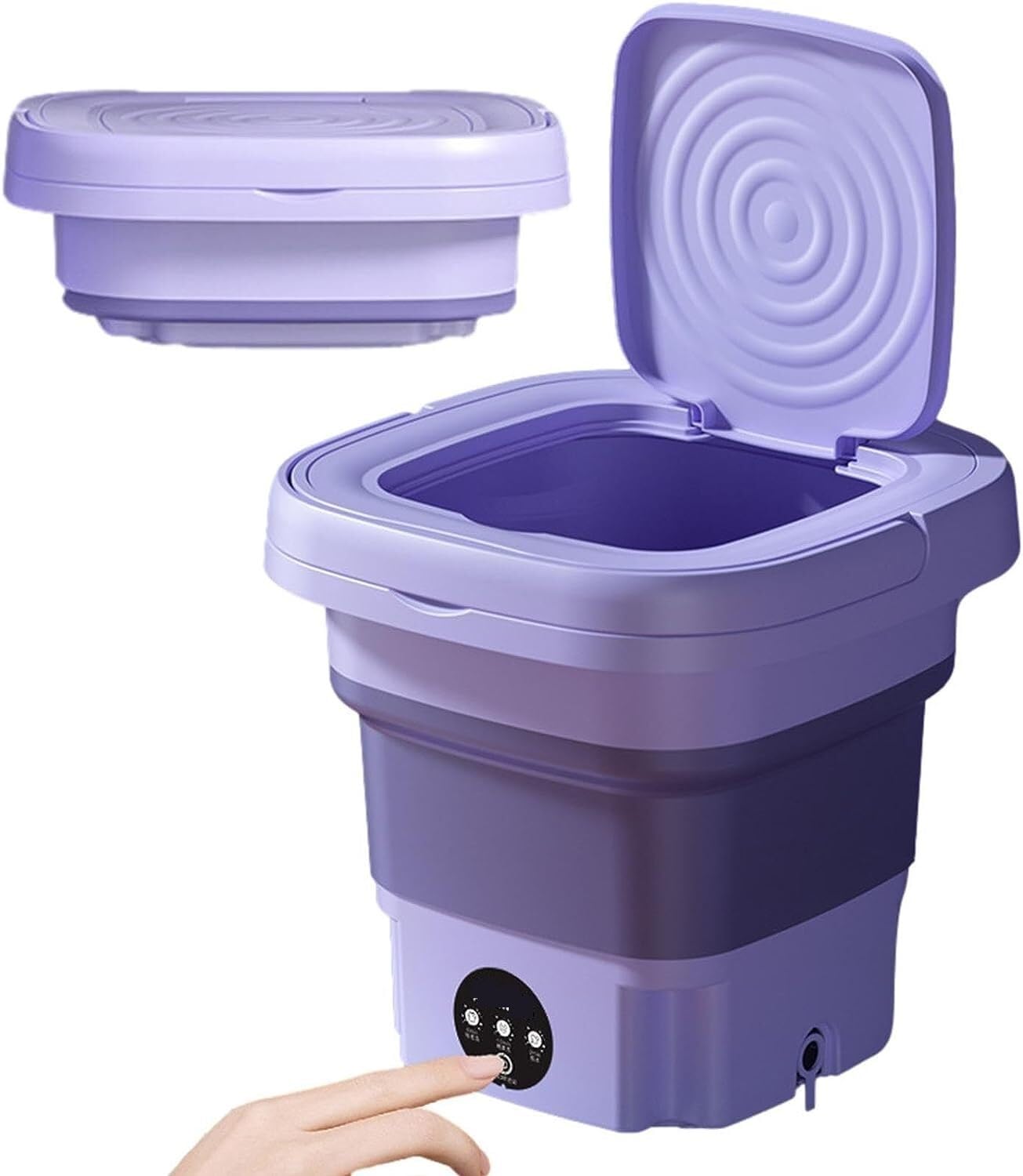 Portable Mini Washing Machine 8L with Spin Dryer - Foldable Compact Washer for Camping, RV, Travel - Perfect for Socks, Underwear, Towels - Lightweight Purple Laundry Solution (ZD-916) | Ideal for Small Apartments, Dorms & Outdoor Adventures