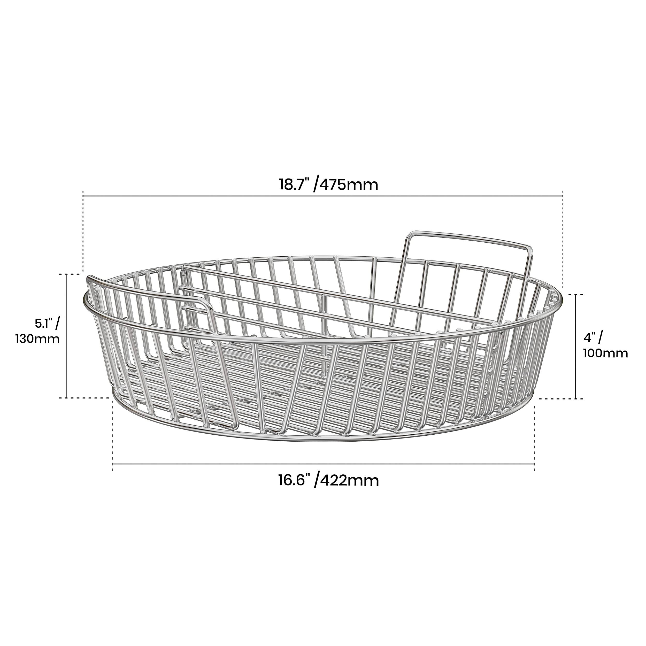 OnlyFire Stainless Steel Charcoal Ash Basket & Briquet Holder - Heavy Duty BBQ Grill Accessories for Weber 22