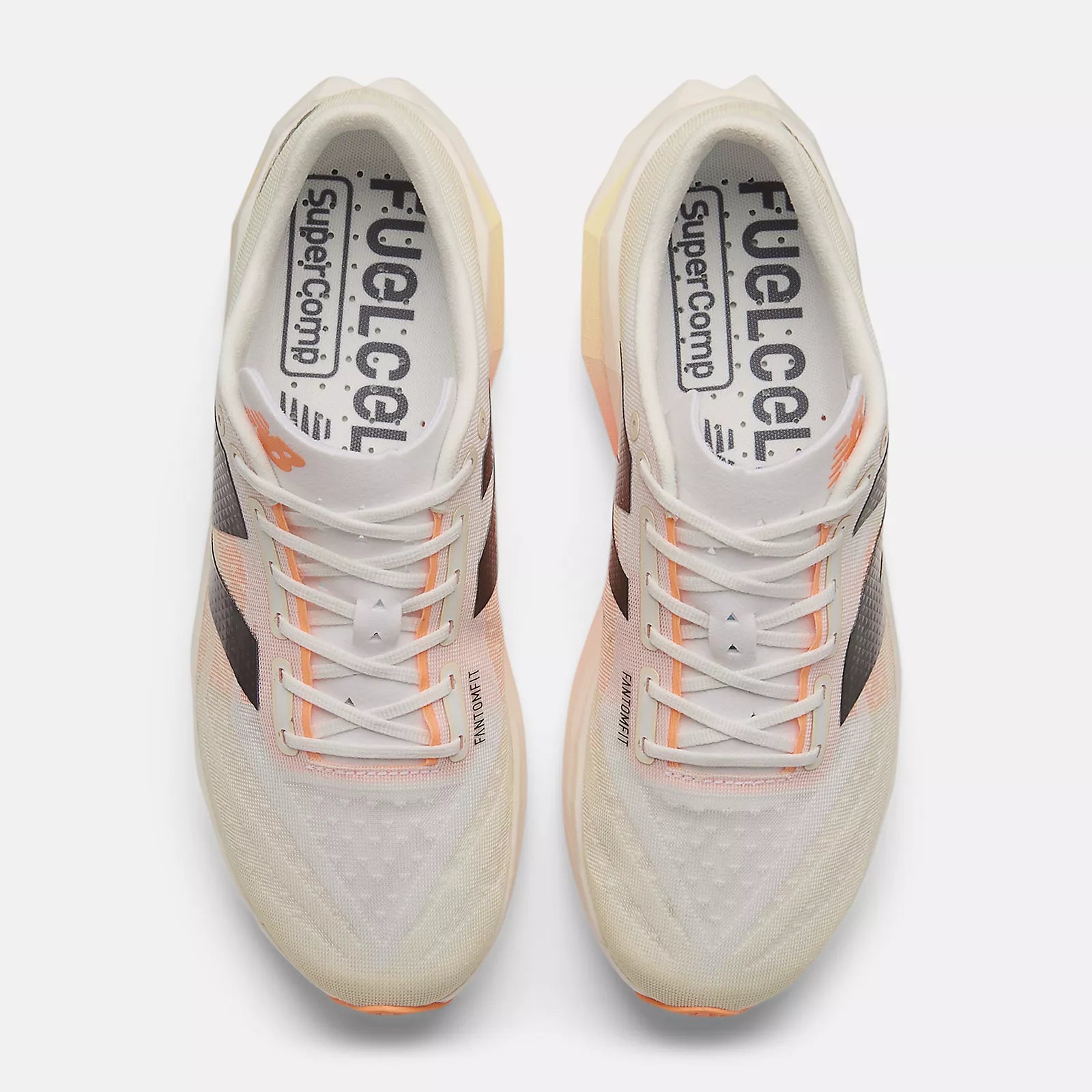 New Balance Men's FuelCell SuperComp Elite v4 Running Shoes - White/Angora/Hot Mango | Lightweight Racing Sneakers for Marathon & Long Distance Running