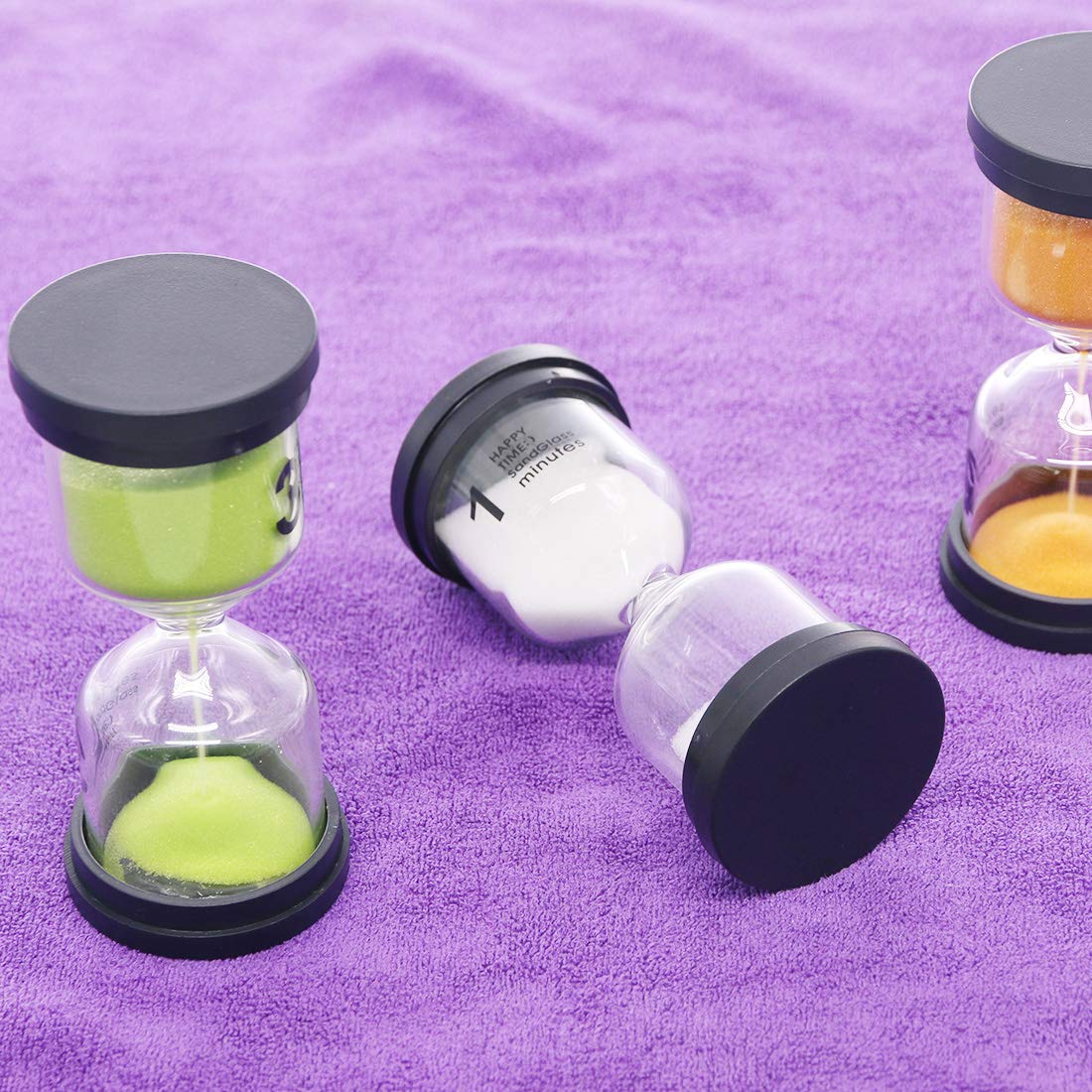 Swpeet 6-Pack Colorful Sand Timer Set - 1/3/5/10/15/30 Minute Hourglass for Time Management, Kids Learning, Cooking, Games & Classroom Activities | Perfect for Home, Office & Kitchen Use