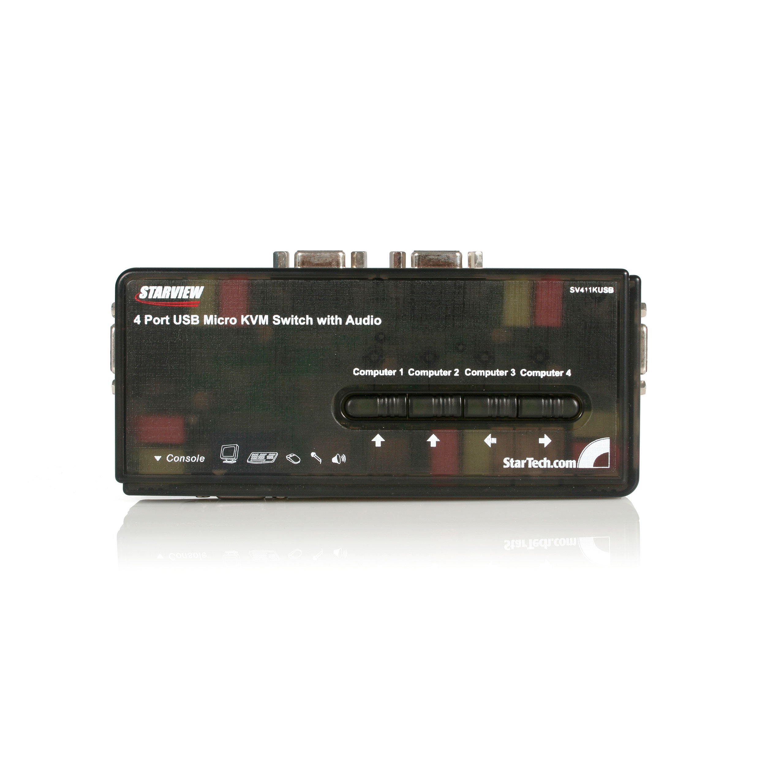 StarTech.com 4 Port USB KVM Switch with Cables & Audio - Desktop KVM Switch for PC & Mac - VGA/USB KVM Switch for Multi-Computer Control - Ideal for Home Office & IT Workstations (SV411KUSB)