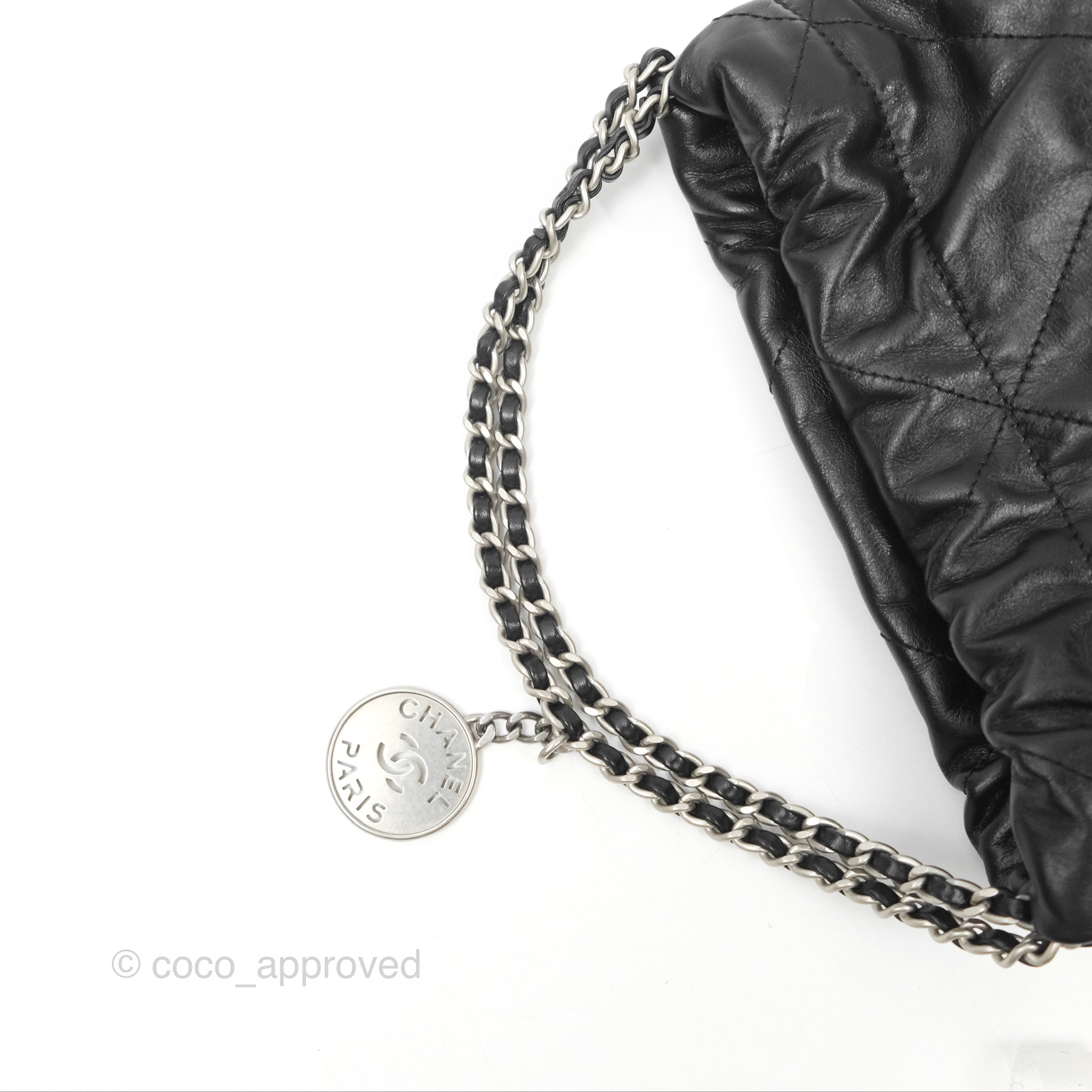 Chanel 22 Mini Bag Black Shiny Crumpled Calfskin with Matte Silver Hardware - Luxury Crossbody Purse for Women, Perfect for Date Night & Evening Events