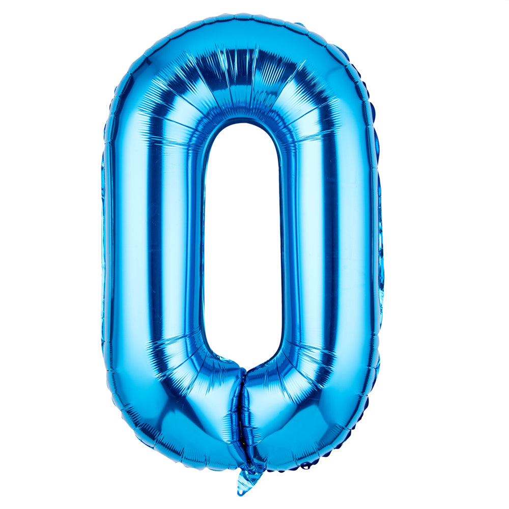 Balloonify Blue Mylar Number 0 Balloon - 40 Inch Large Foil Balloon for Birthday Parties, Baby Showers & Celebrations - 1 Count Box