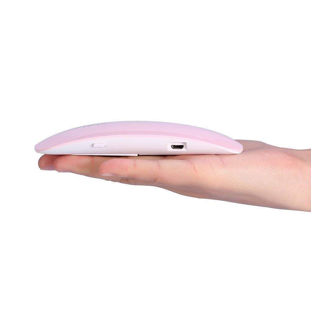 SUN BEAUTY GLOBAL Mini 6W LED UV Nail Dryer - Portable Gel Polish Curing Lamp with USB Power & 45S/60S Timer (Pink) | Perfect for Home Manicures, Salon Use & Travel Nail Care