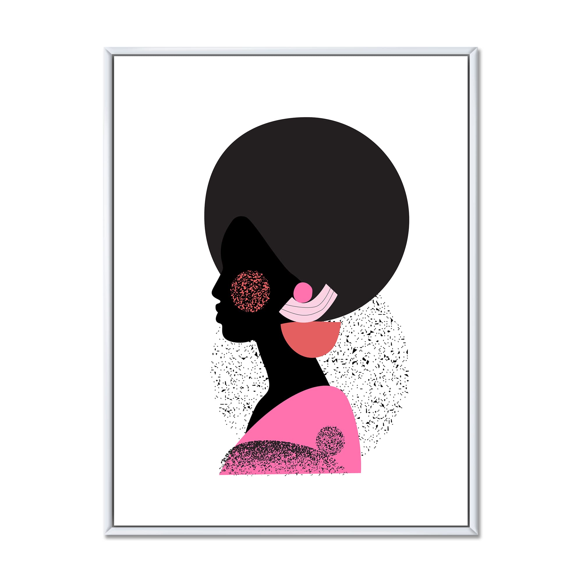 Modern Framed Canvas Wall Art Print - African American Ethnic Geometric Silhouette Design for Living Room, Bedroom & Office Decor | Home & Office Wall Decorations
