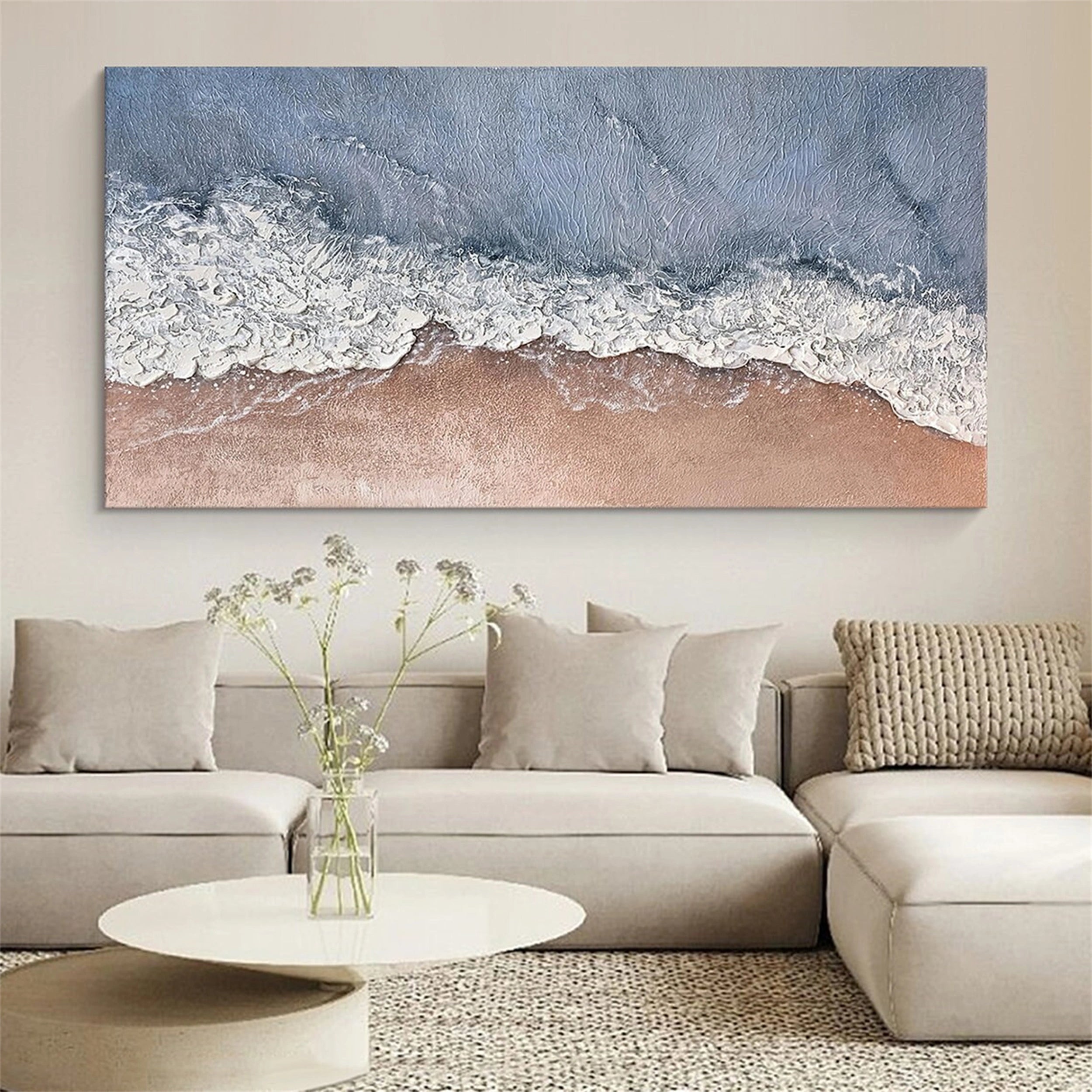 Ocean And Sky Painting #OS 103 - Handmade Canvas Wall Art for Home & Office Decor - Perfect for Living Room, Bedroom, or Office Wall Decor