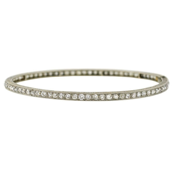 Edwardian Platinum Mine Cut Diamond Bangle Bracelet 5ctw - Vintage Jewelry for Weddings, Anniversaries & Special Occasions