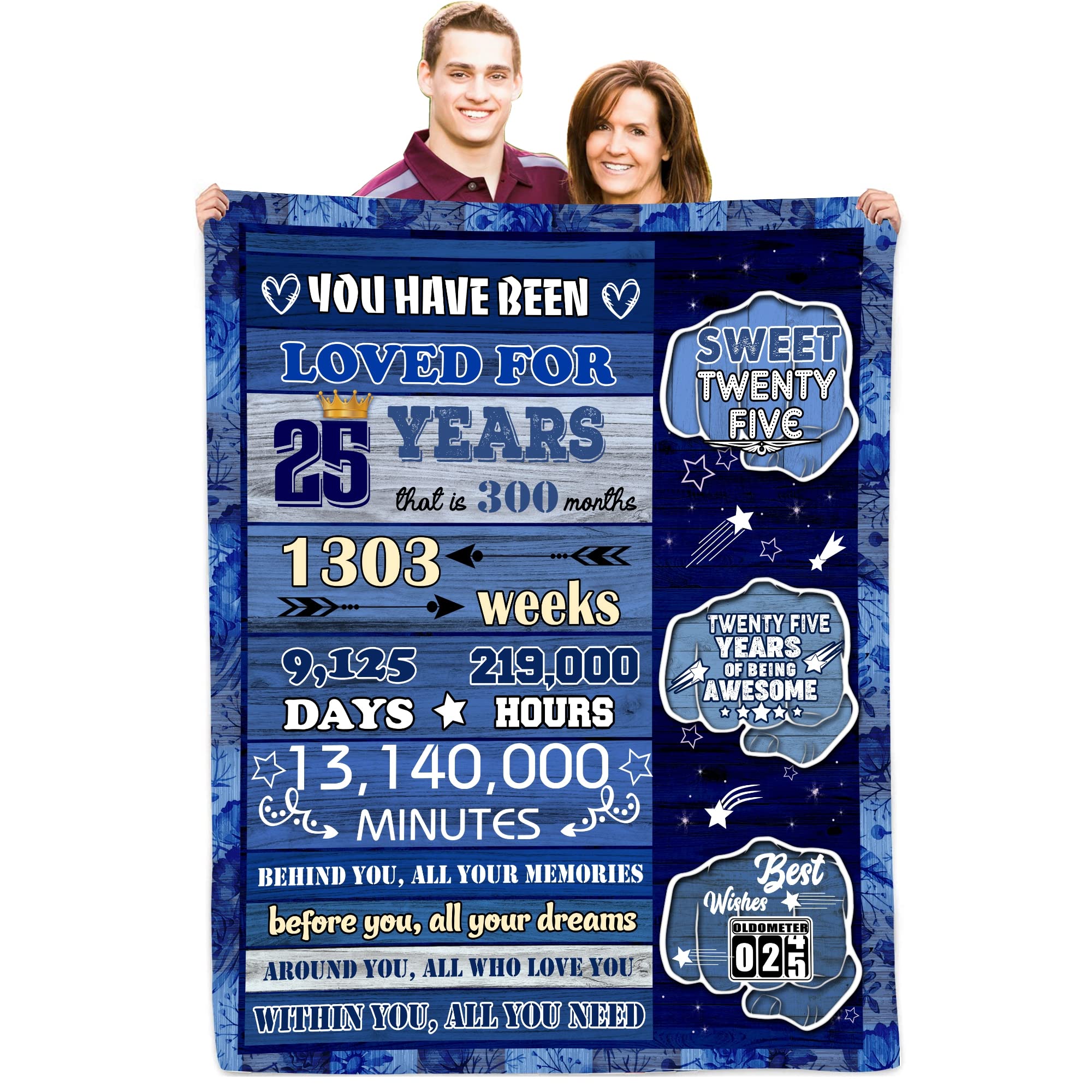 25th Birthday Gifts for Men - Soft 50x60 Fleece Blanket - Best Present for 25 Year Old Guys - Unique & Cool 25th Birthday Decor - Perfect for College Dorm, Movie Nights & Camping