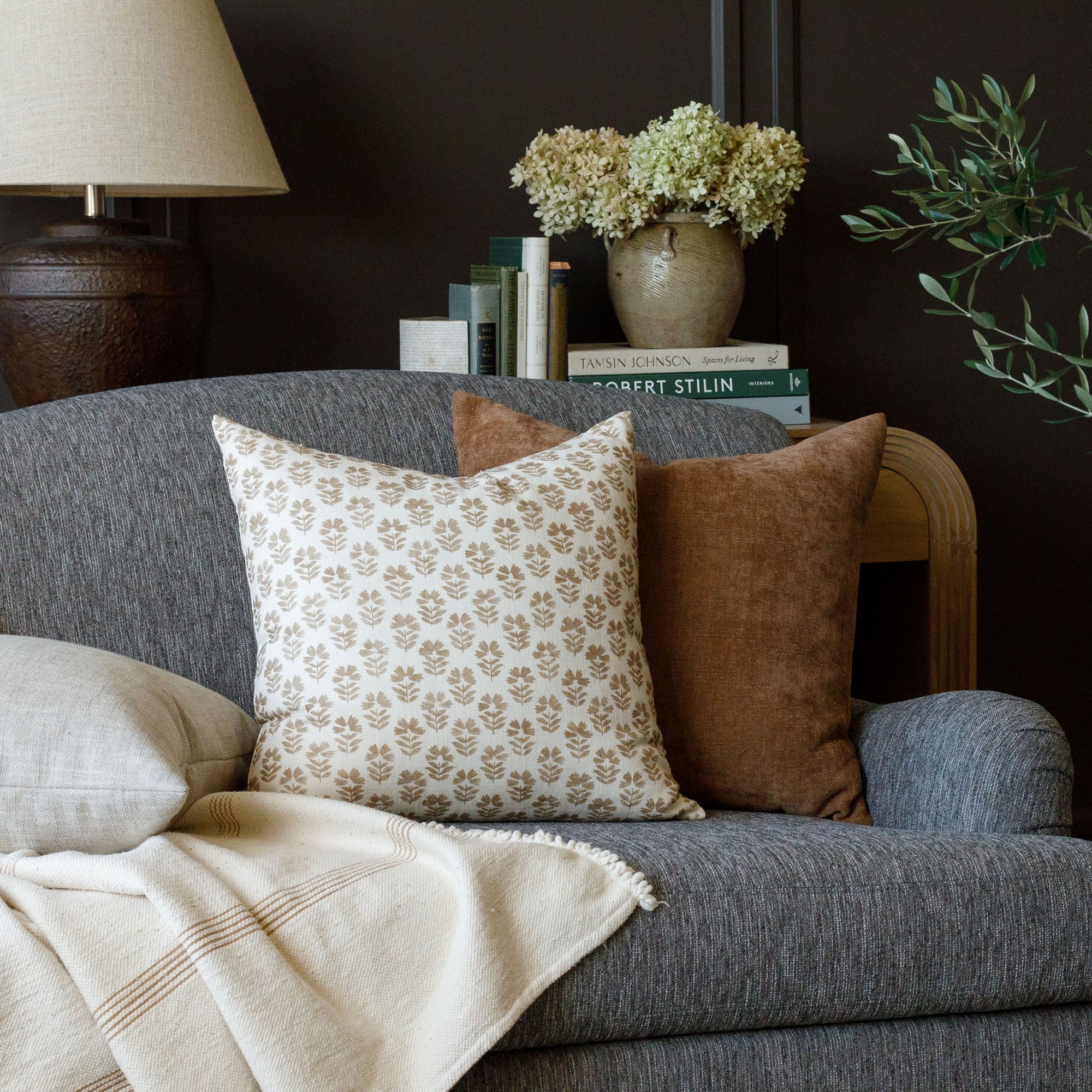 Carmel 20x20 Inch Decorative Throw Pillow Cover - Soft Linen Square Cushion Case in Umber Brown - Perfect for Sofa, Bedroom, and Living Room Decor