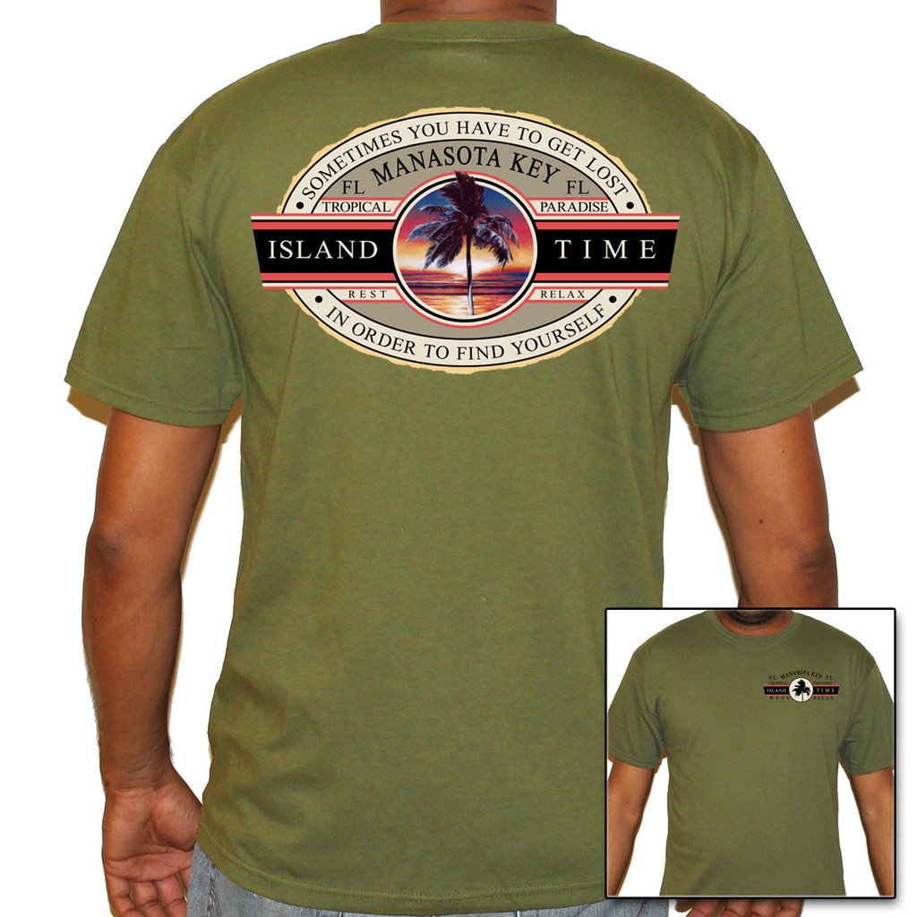 Manasota Key, FL Island Time T-Shirt - Vintage Florida Beach Graphic Tee for Men & Women - Perfect for Vacation, Beach Trips & Relaxing in Sunshine State