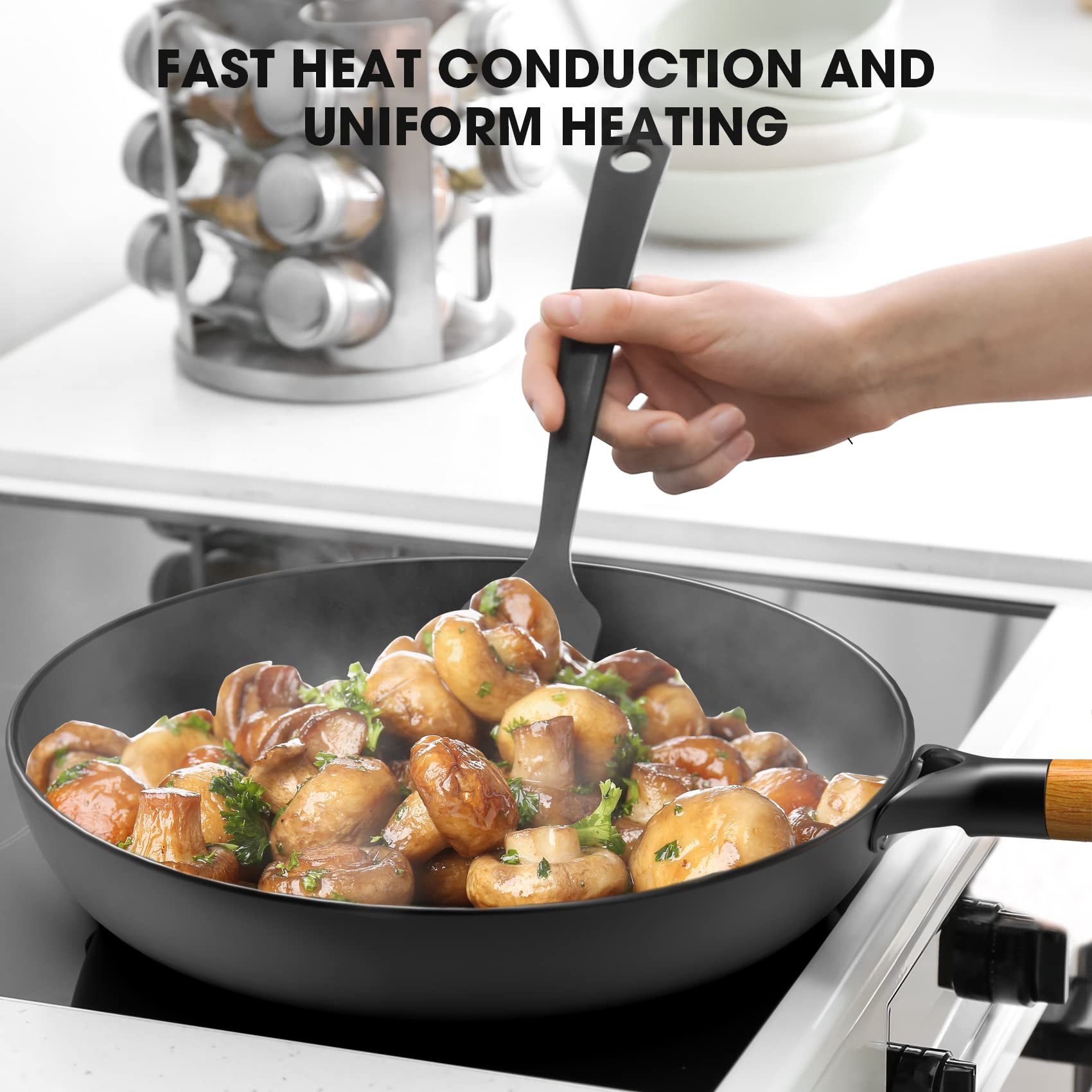 **Imarku Non-Stick Cast Iron Skillets - 8, 10 & 12 Inch Professional Frying Pan Set | Dishwasher Safe, Detachable Handle | Perfect for Home Cooking, Camping & Gifts for Women & Men**