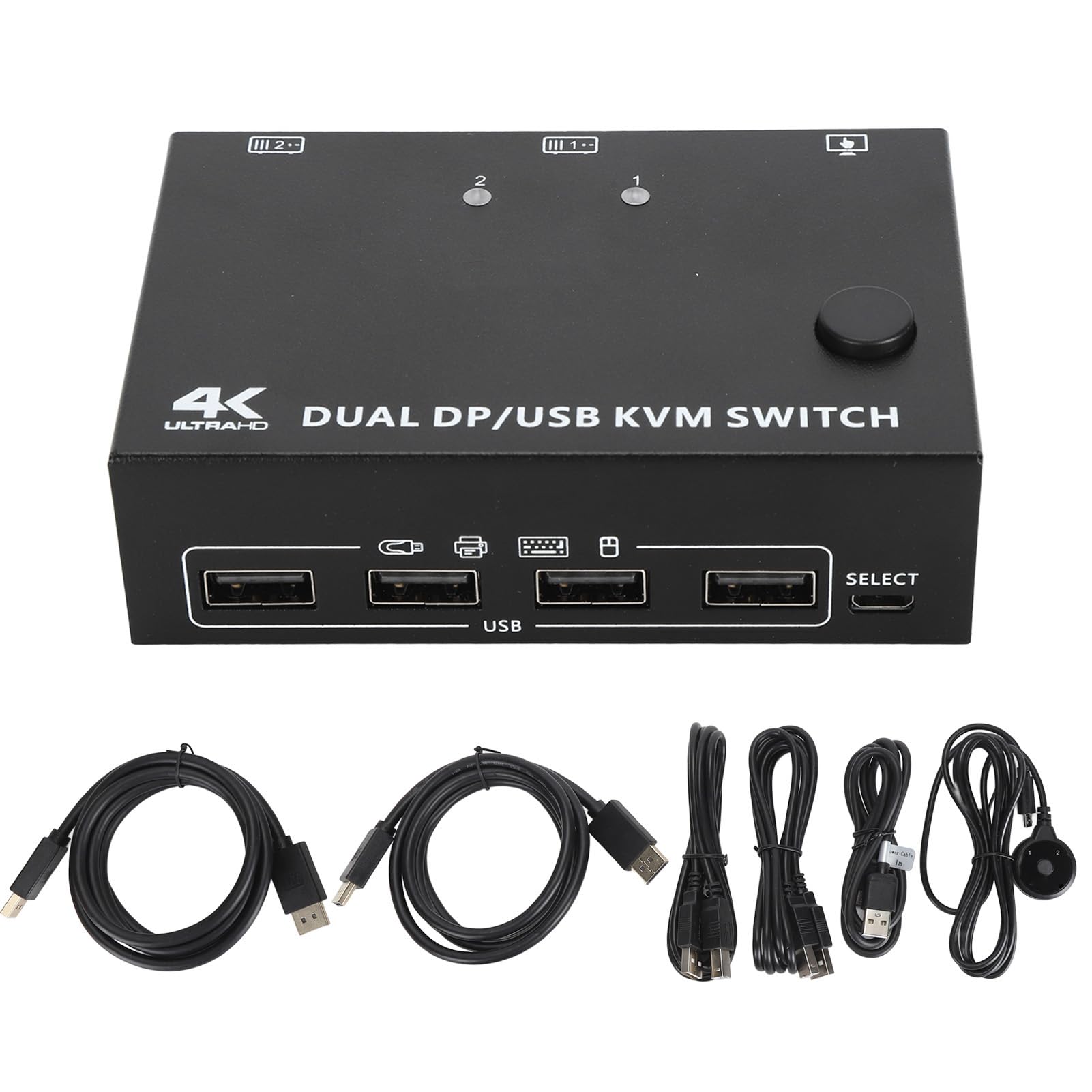 Yanmis 8K KVM Switch - Dual Monitor USB Switcher with DisplayPort for 2 Computers | Windows 11/10/8/7/XP Compatible | Perfect for Home Office, Gaming & Multi-Tasking Workstations