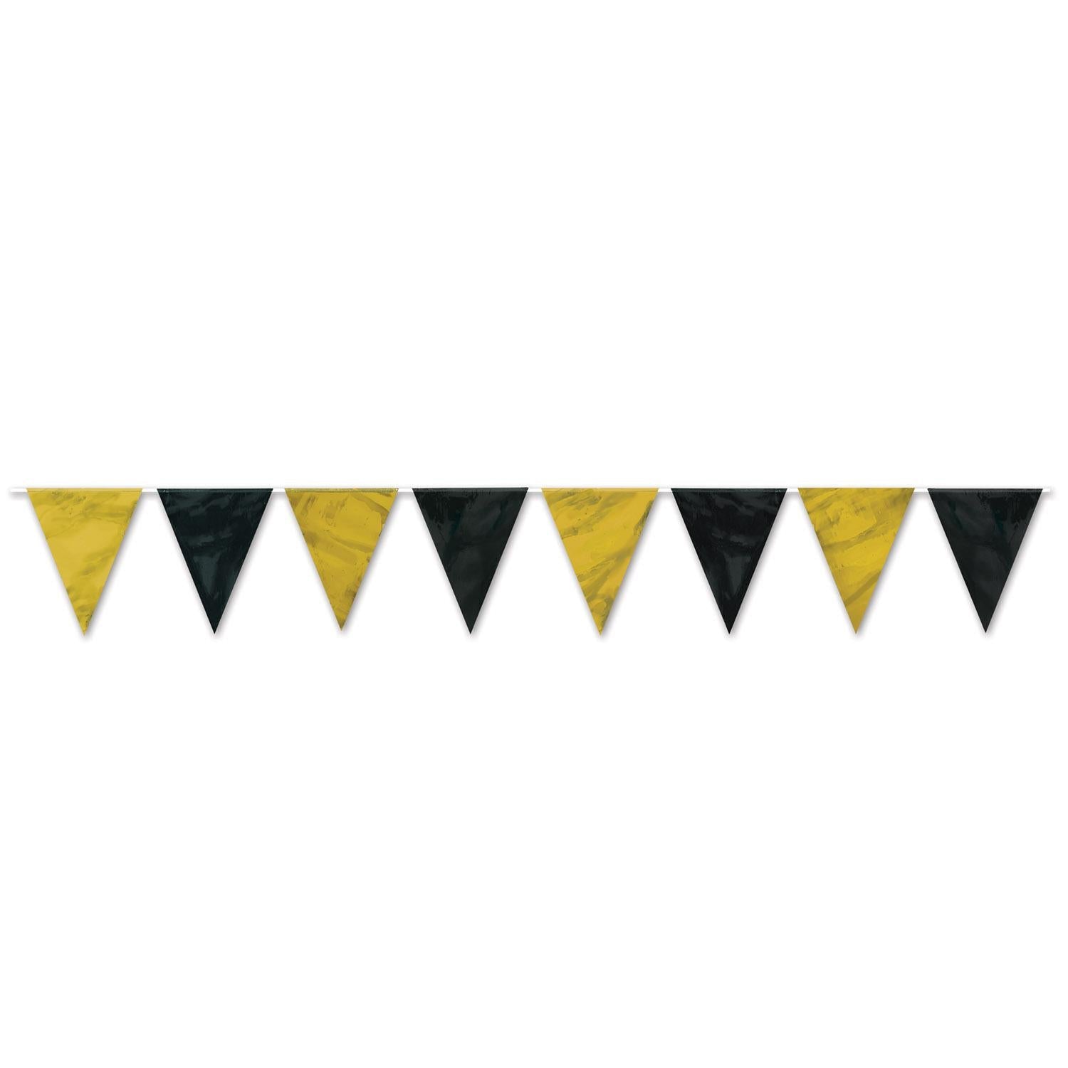 12 Pack Beistle Black and Gold Party Pennant Banner - Perfect for Birthday, Graduation, and Holiday Decorations
