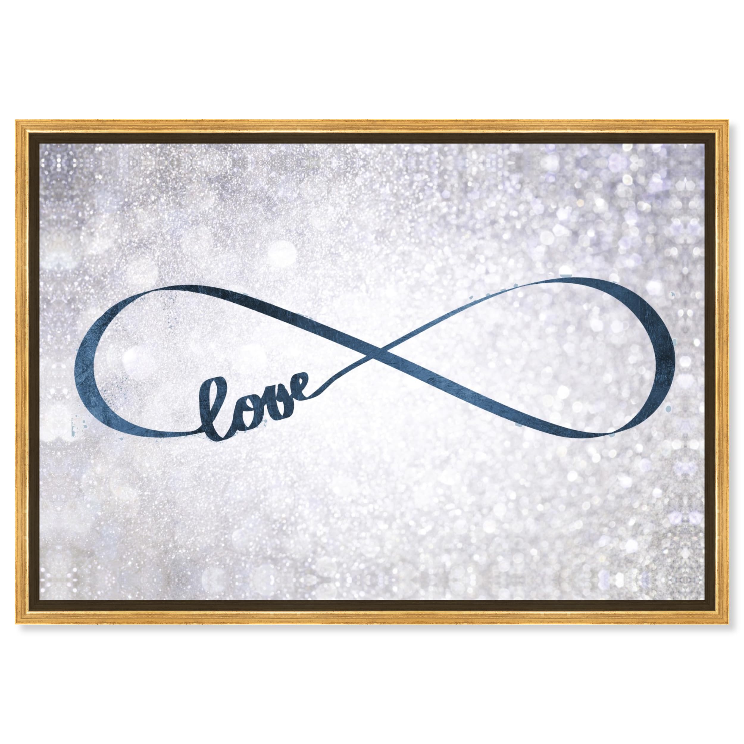 Oliver Gal Artist Co. 'Sparkle Snow' Typography Framed Wall Art - 45x30 Inch Gray & Blue Canvas Print with Inspirational Quotes | Perfect for Living Room, Bedroom & Office Décor