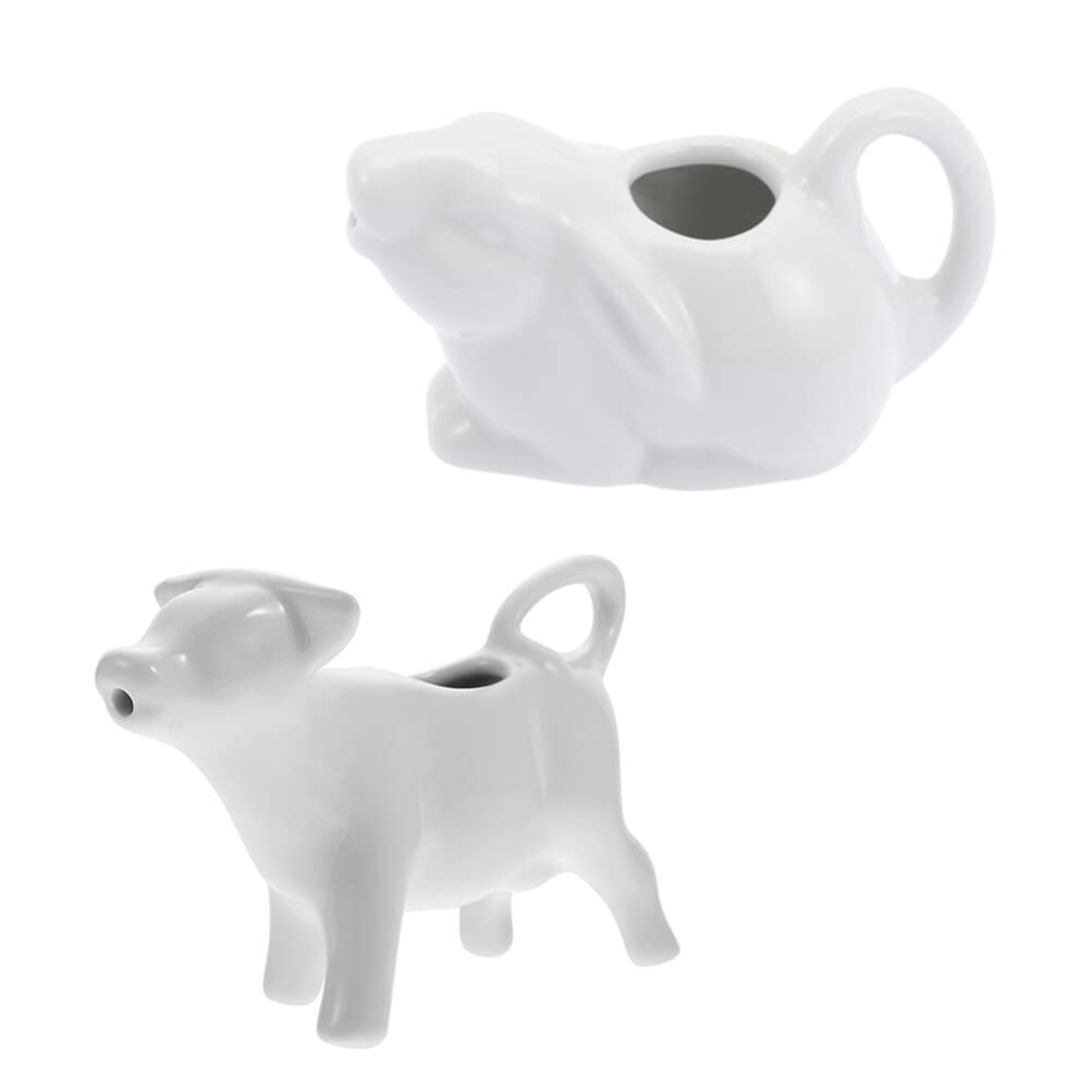 2-Pack Ceramic Milk Pitcher & Sauce Jug - 16oz Cream Frothing Cup for Coffee, Latte & Hot Chocolate - Durable Ceramic Milk Kettle for Barista, Home & Cafe Use